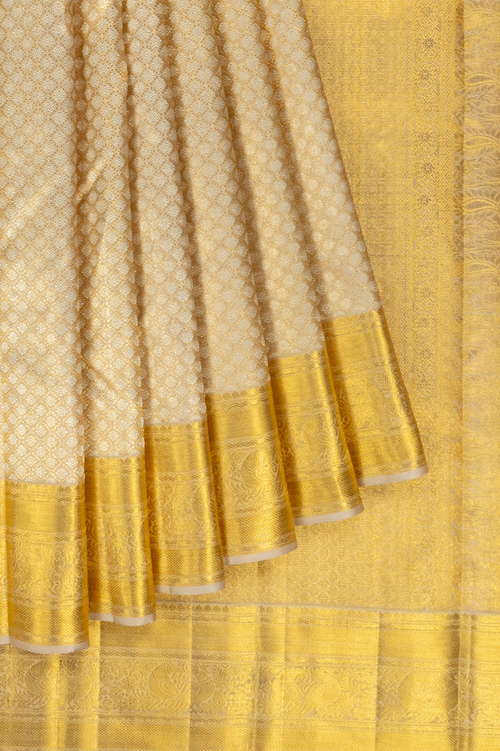 Kanchipuram Silk Tissue Brocade Gold Saree