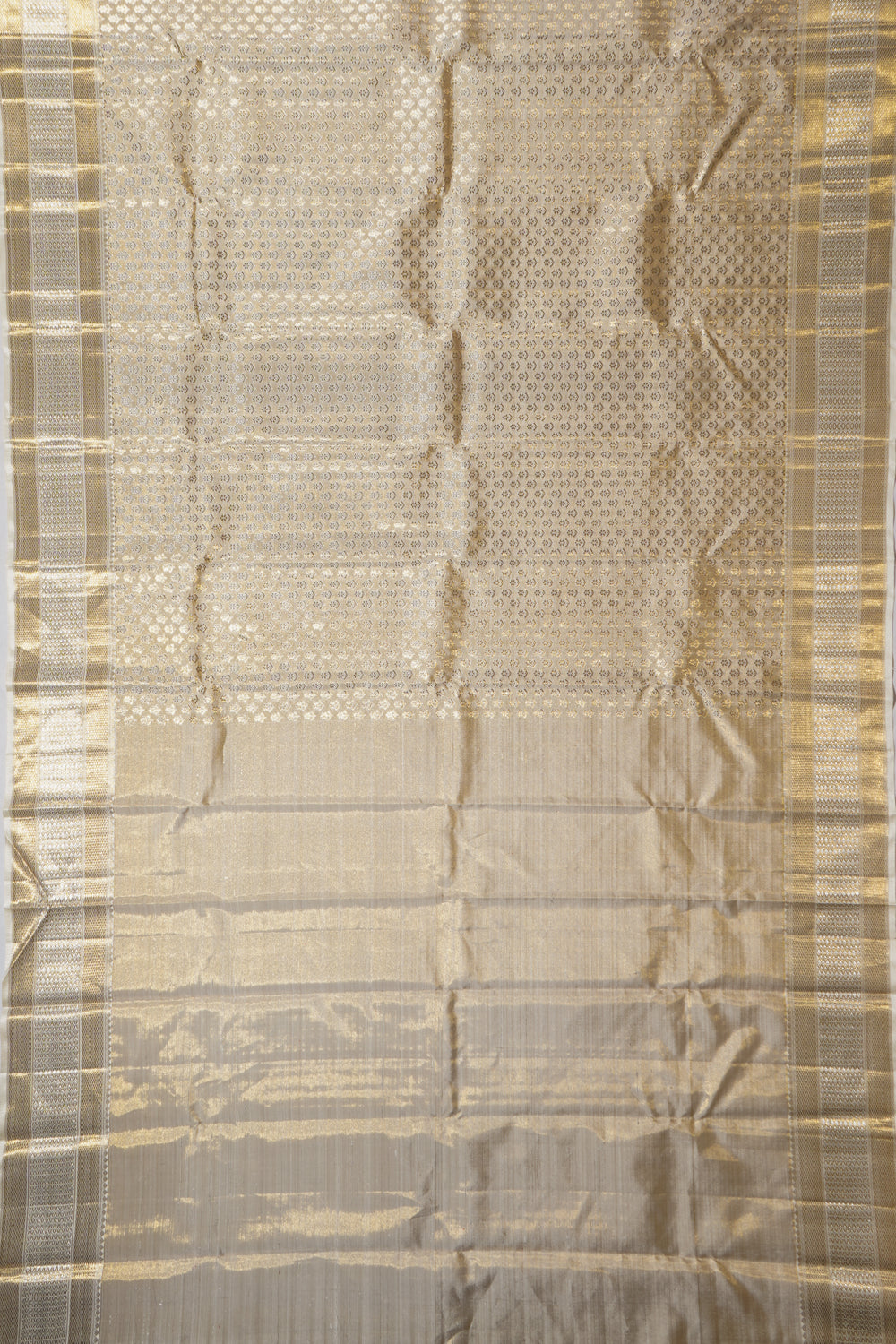 Kanchipuram Silk Tissue Brocade Cream Saree