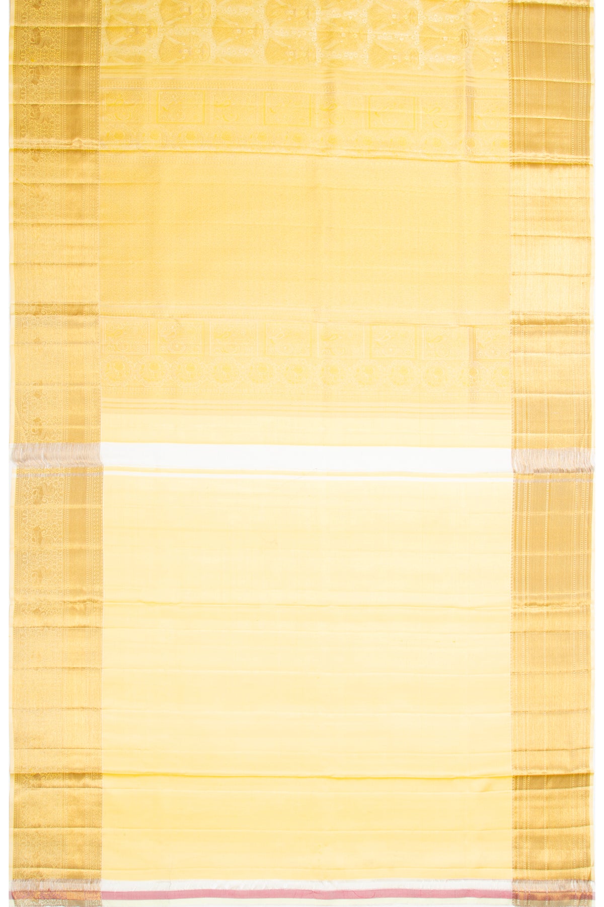 Kanchipuram Silk Brocade Pastel Yellow Saree