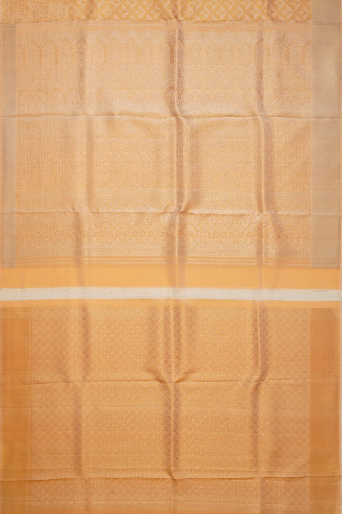 kanchipuram-silk-tissue-geometrical-brocade-pastel-orange-saree-1214966342