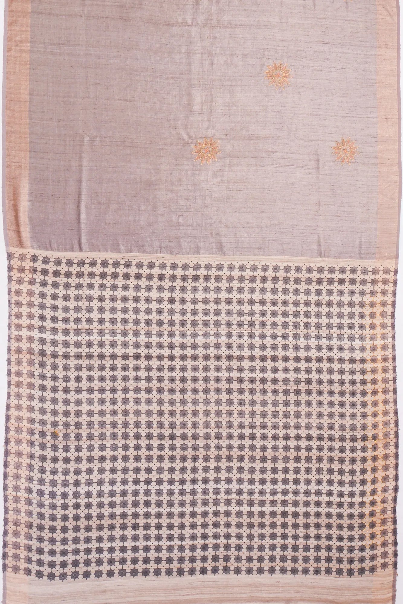 Kankatala Tussar Kantha Work Butta Lilac Saree g2