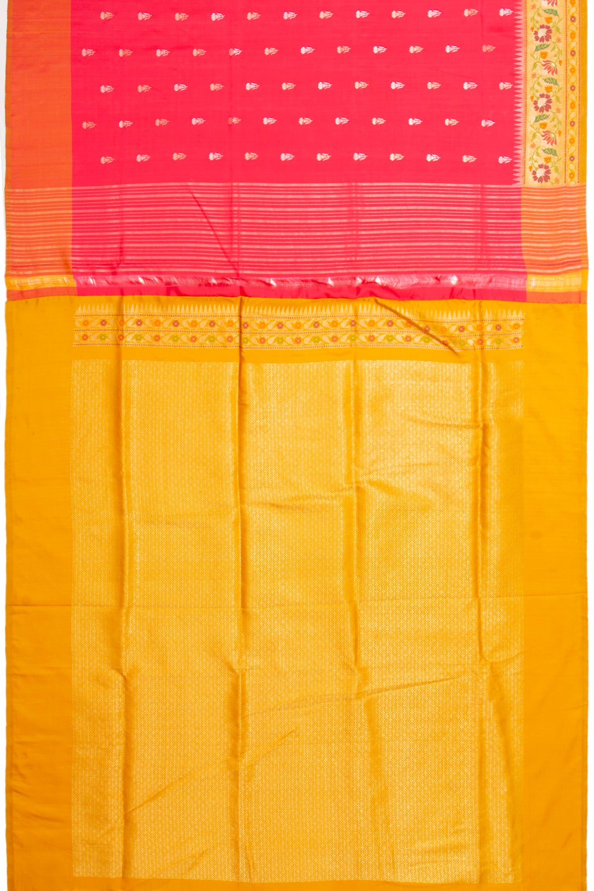 Banarasi Silk Butta Pink Saree With Jamdani Border