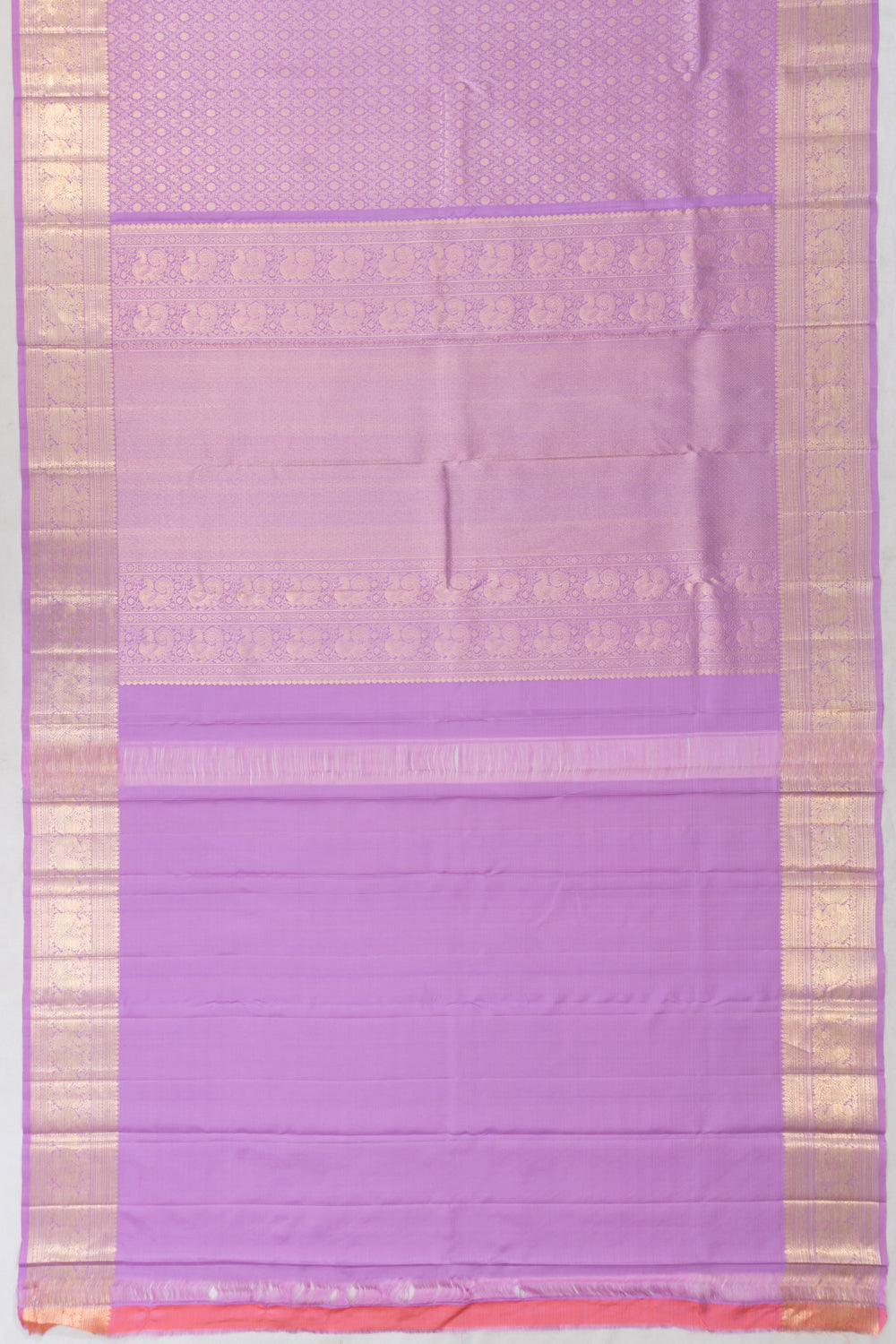 Kanchipuram Silk Criss Cross Checks And Butta Lavender Saree
