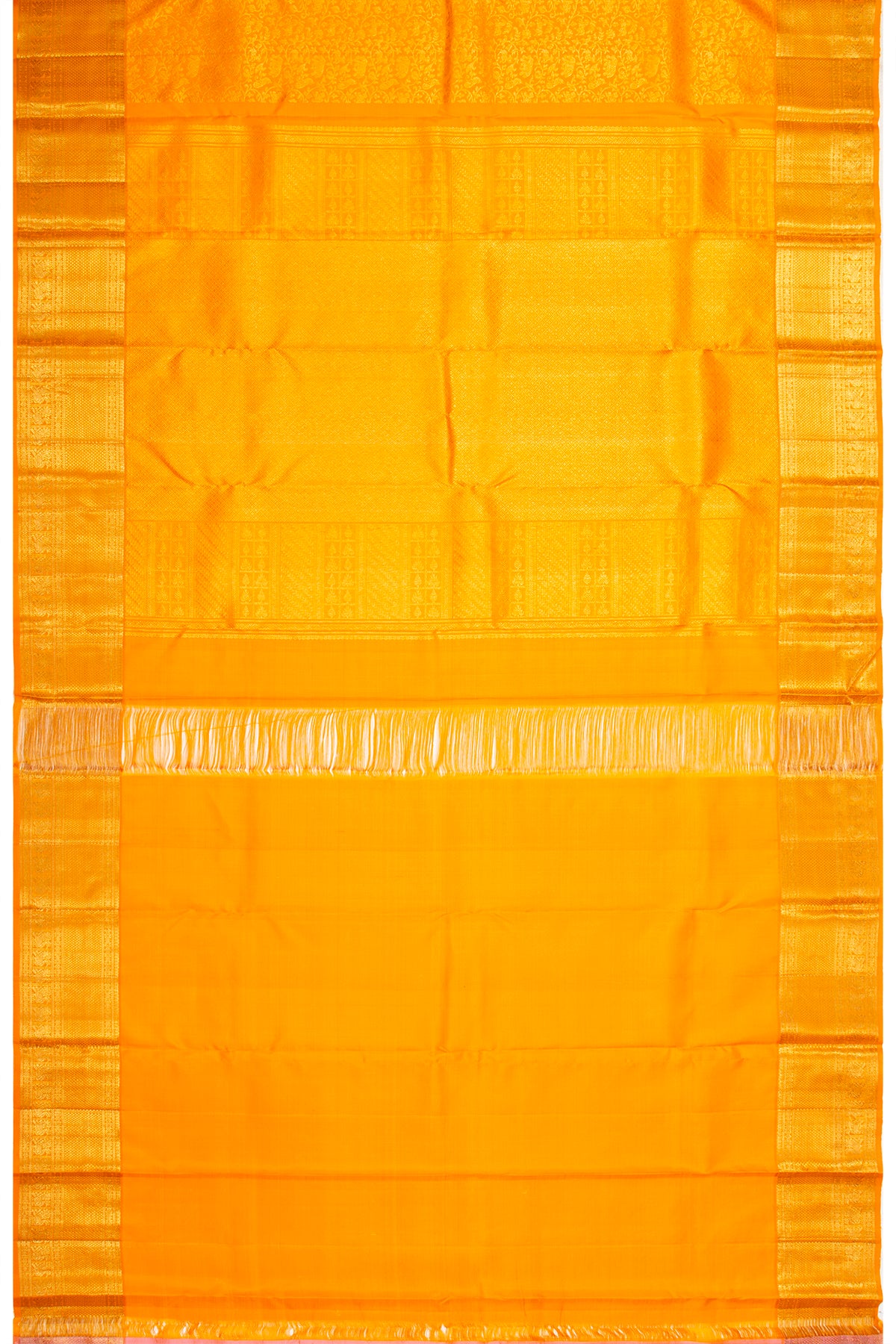 Kanchipuram Silk Vanasingaram Brocade Yellow Saree