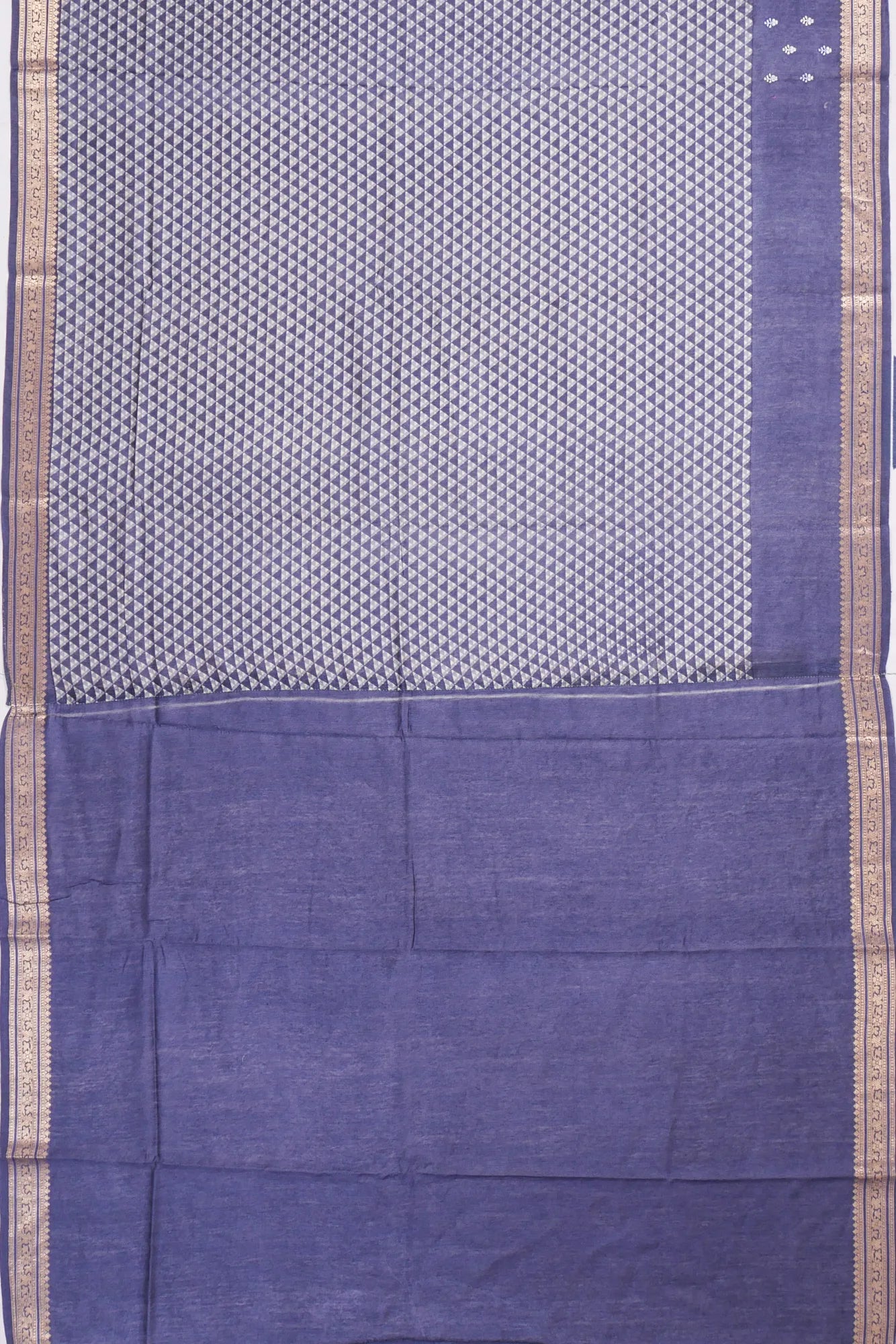 Kankatala Tussar Geometrical Brocade Dark Blue Saree g2