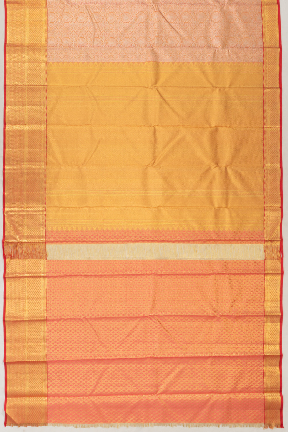 Kanchipuram Silk Tissue Brocade Pastel Orange Saree