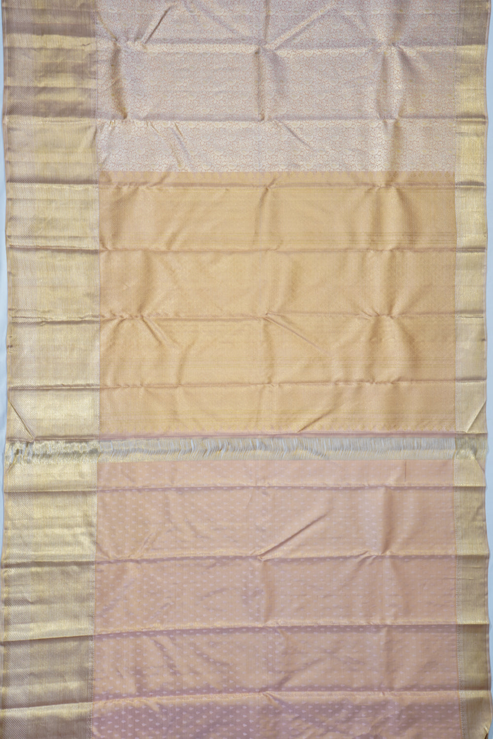 Kanchipuram Silk Tissue Brocade Peach Saree