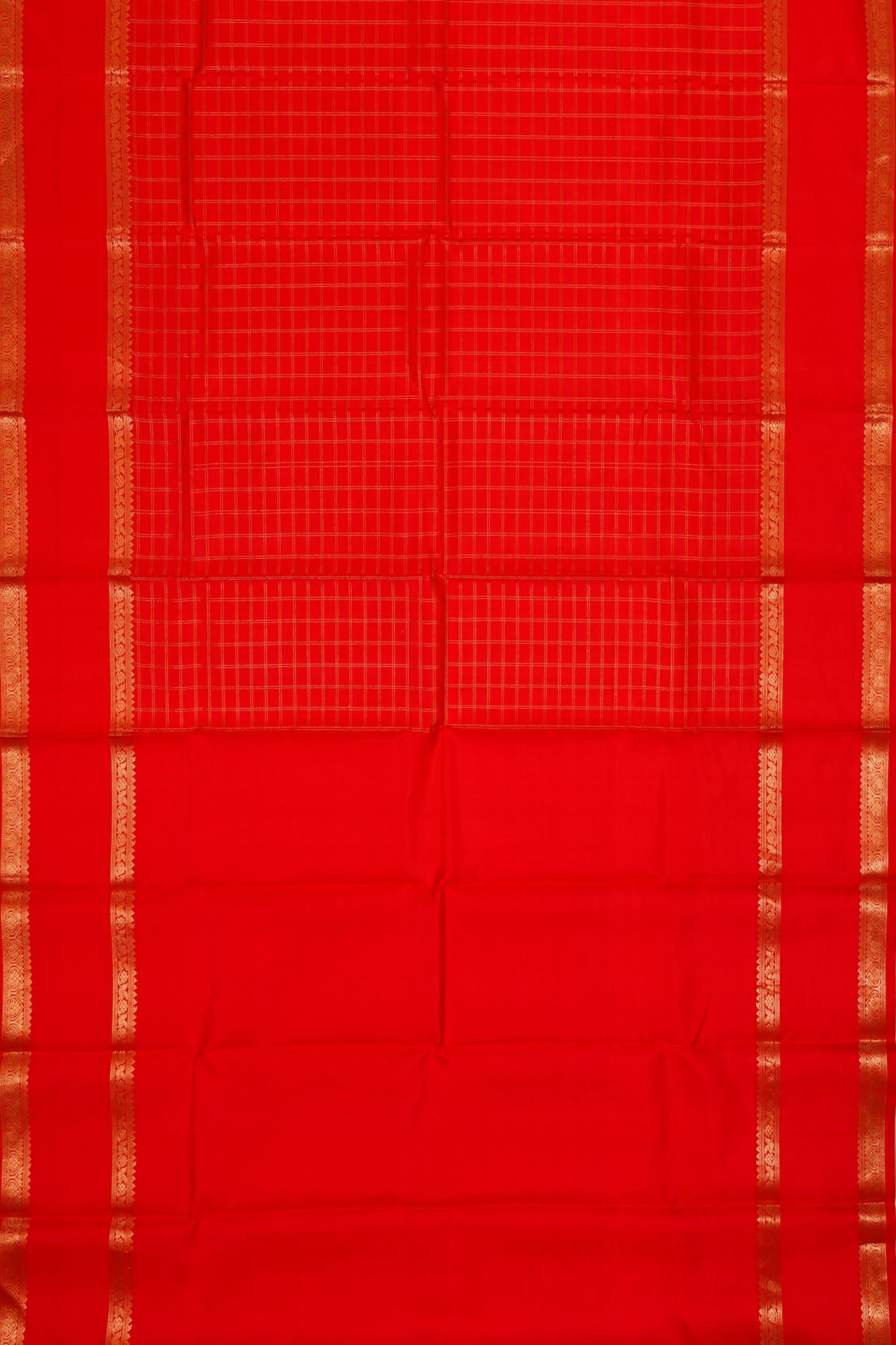 Taranga Kanchi Silk Checks Red Saree