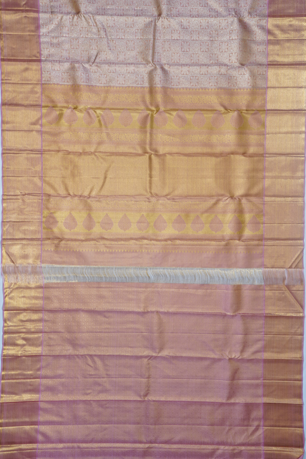 Kanchipuram Silk Tissue Brocade Baby Pink Saree