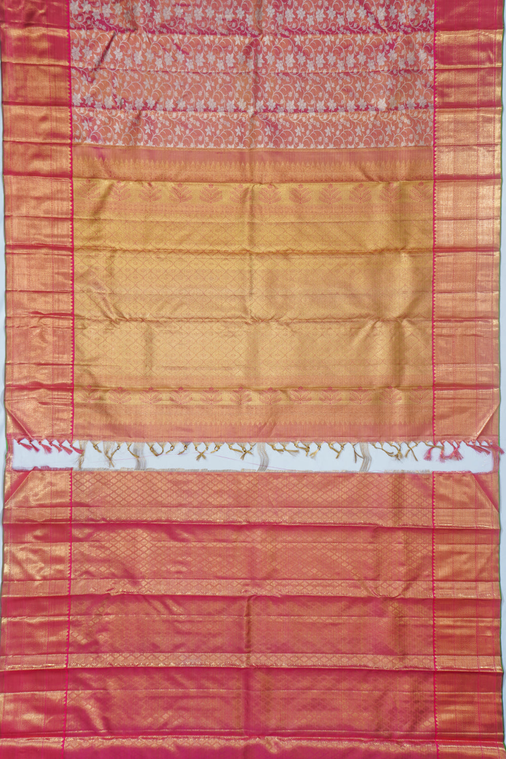 Kanchipuram Silk Tissue Brocade Pink Saree