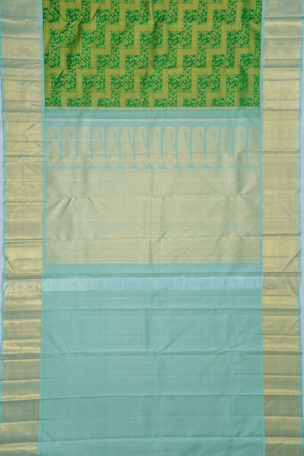 Kanchipuram Silk Brocade Dark Green Saree