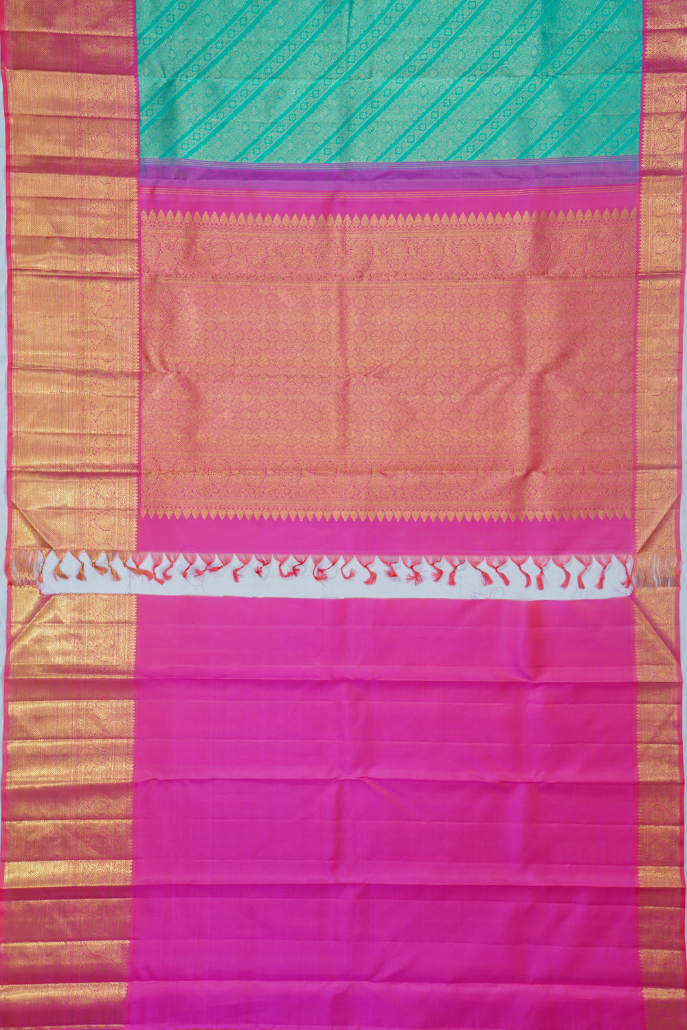 Kanchipuram Silk Brocade Sea Green Saree