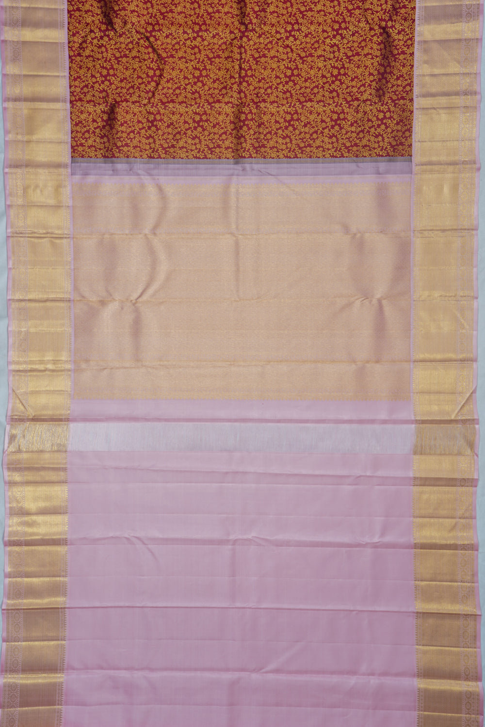 Kanchipuram Silk Brocade Maroon Saree