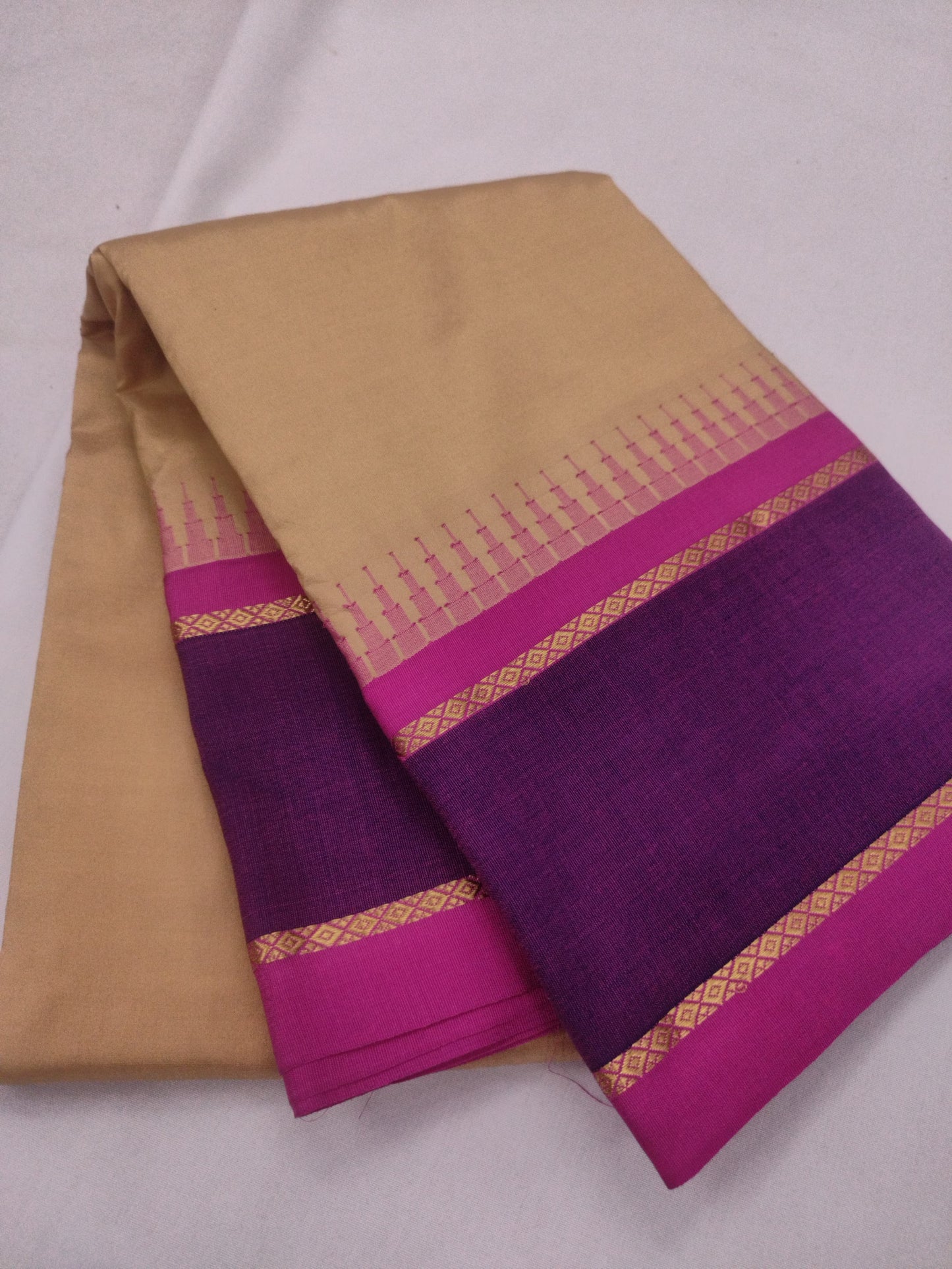 Soft Silk Plain Cream Saree