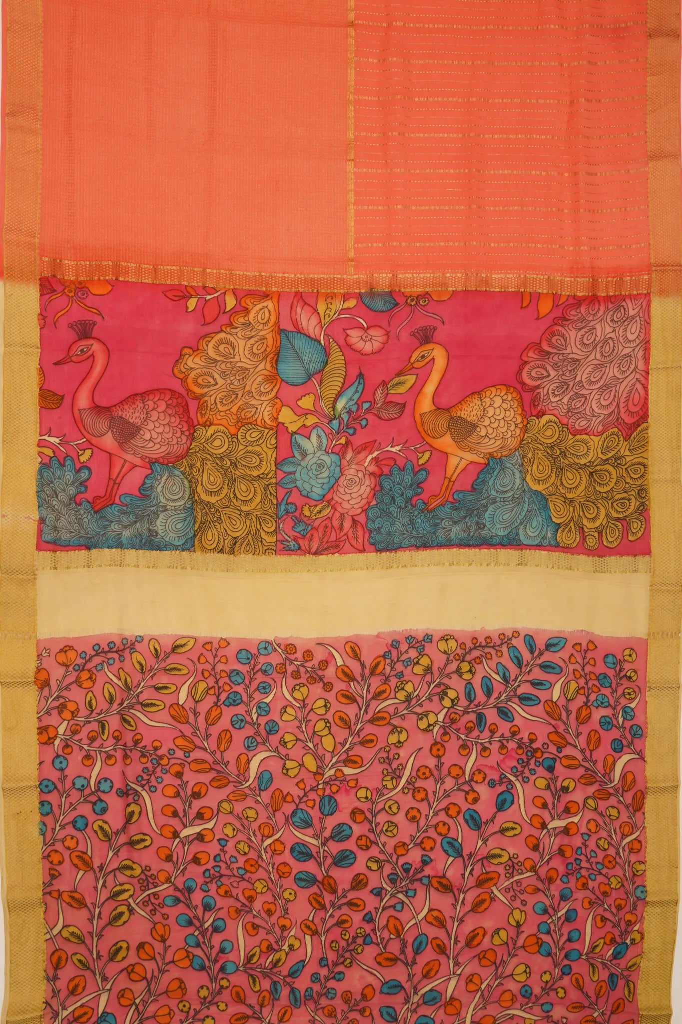 georgette-crepe-half-and-half-peach-saree-with-kalamkari-pallu-1215372837