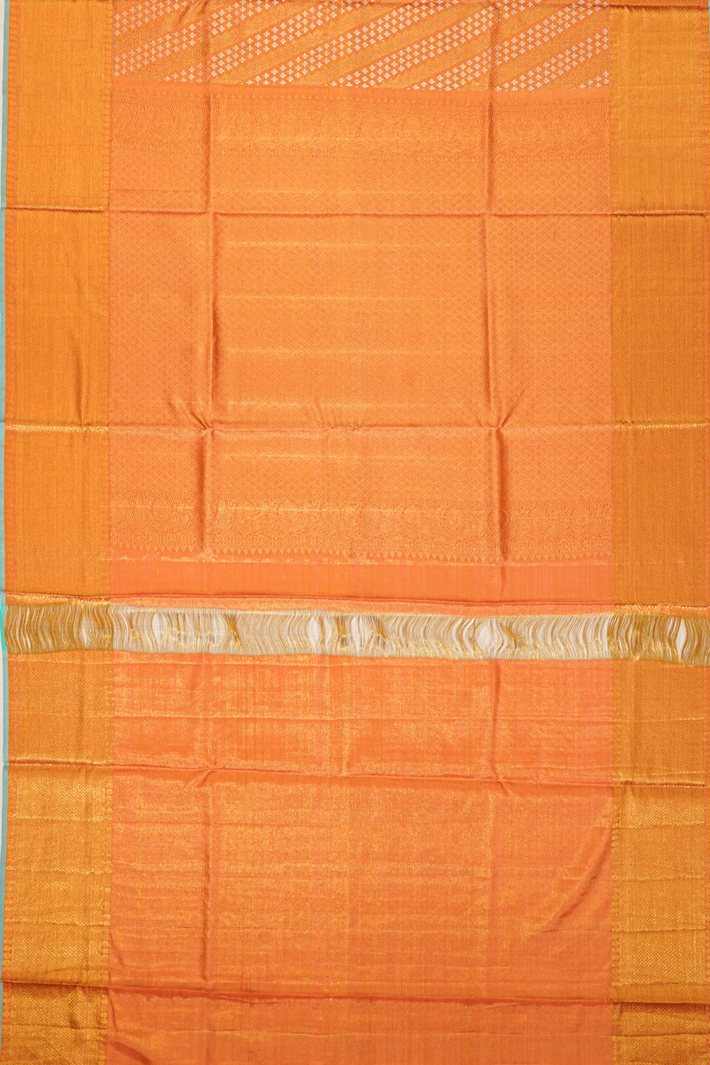 Kanchipuram Silk Tissue Brocade Orange Saree