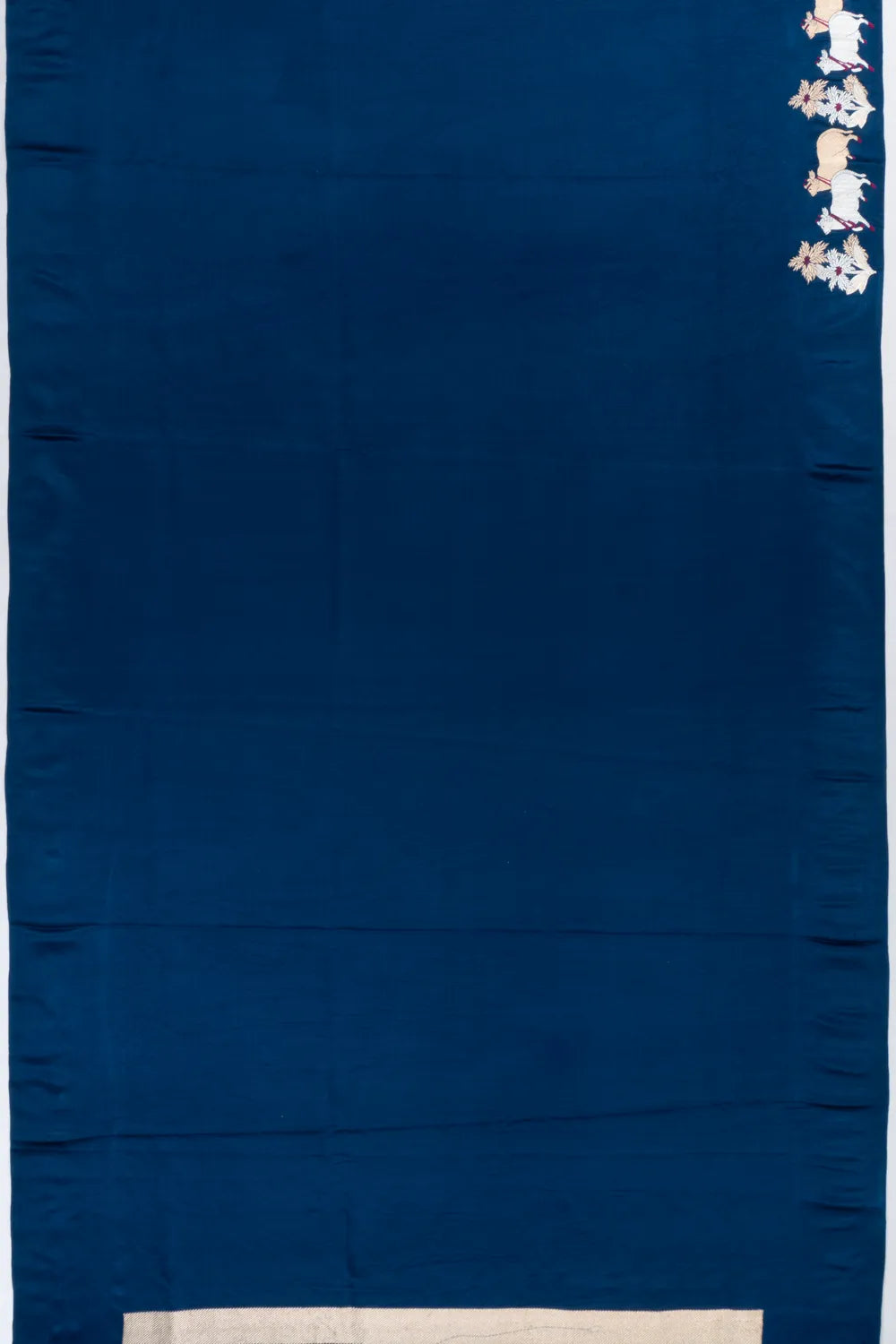 Banarasi Katan Silk Pichwai Plain Dark Blue Saree