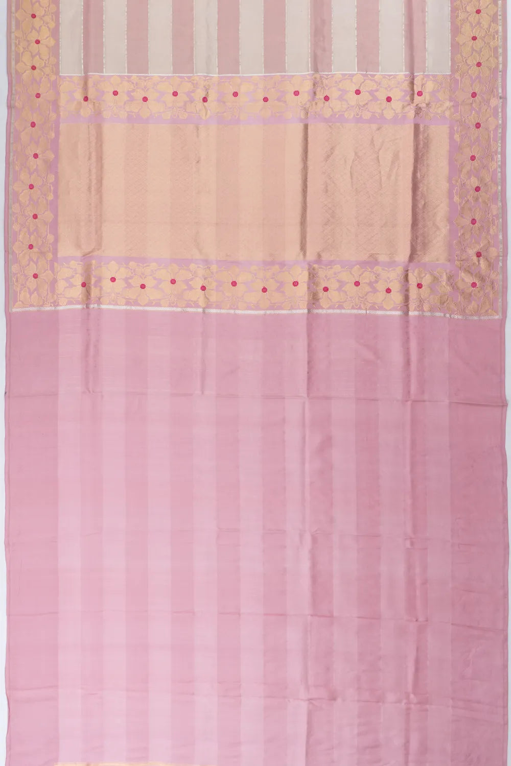 Banarasi Kora Organza Tissue Horizontal Lines Baby Pink Saree