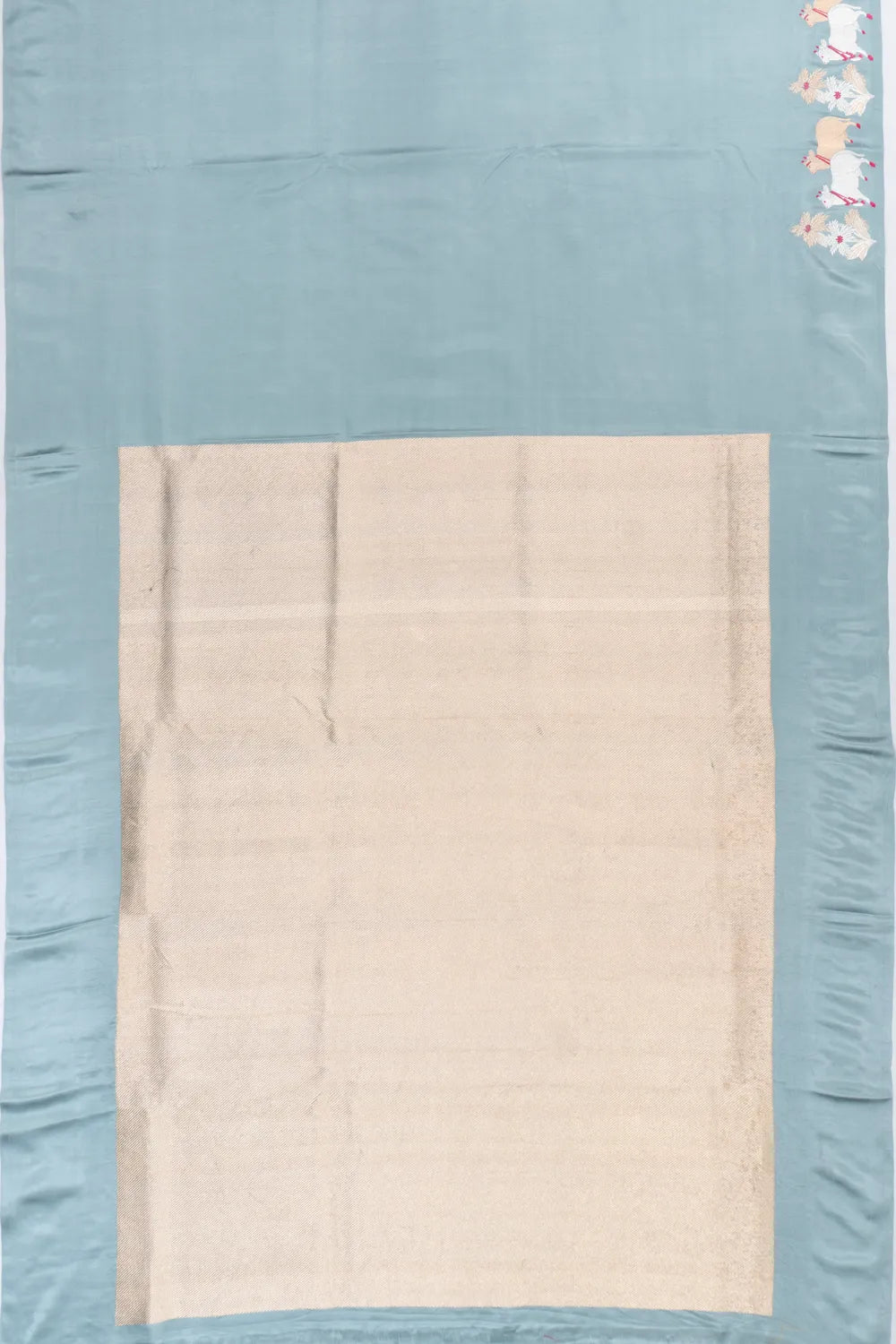 Banarasi Silk Pichwai Plain Powder Blue Saree