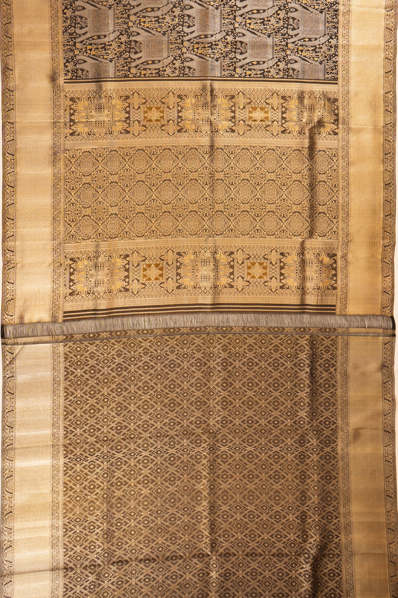 Kanchipuram Silk Brocade Black Saree