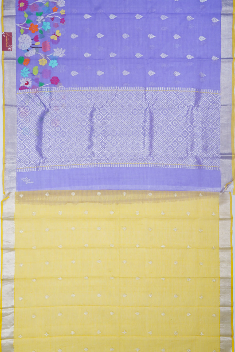 Zari Kota Cotton Butta Lavender Saree