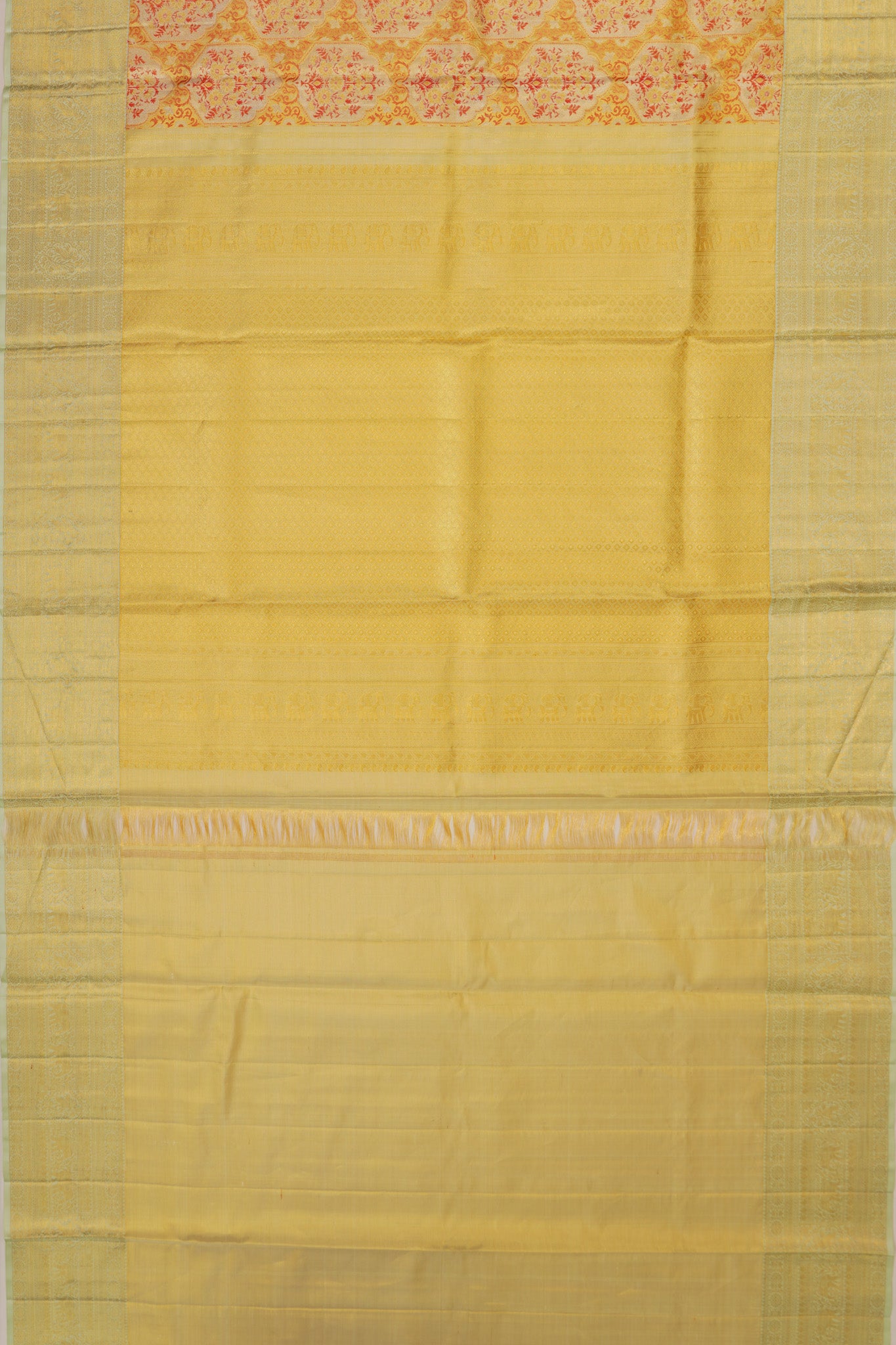 Kanchipuram Silk Tissue Brocade Gold Saree