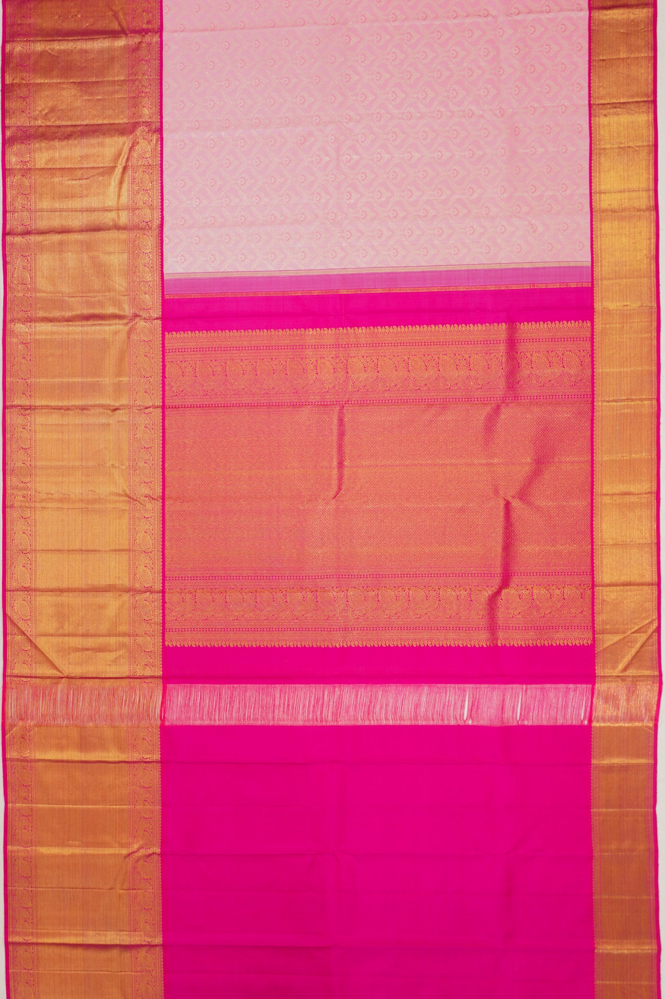 Kanchipuram Silk Brocade Baby Pink Saree