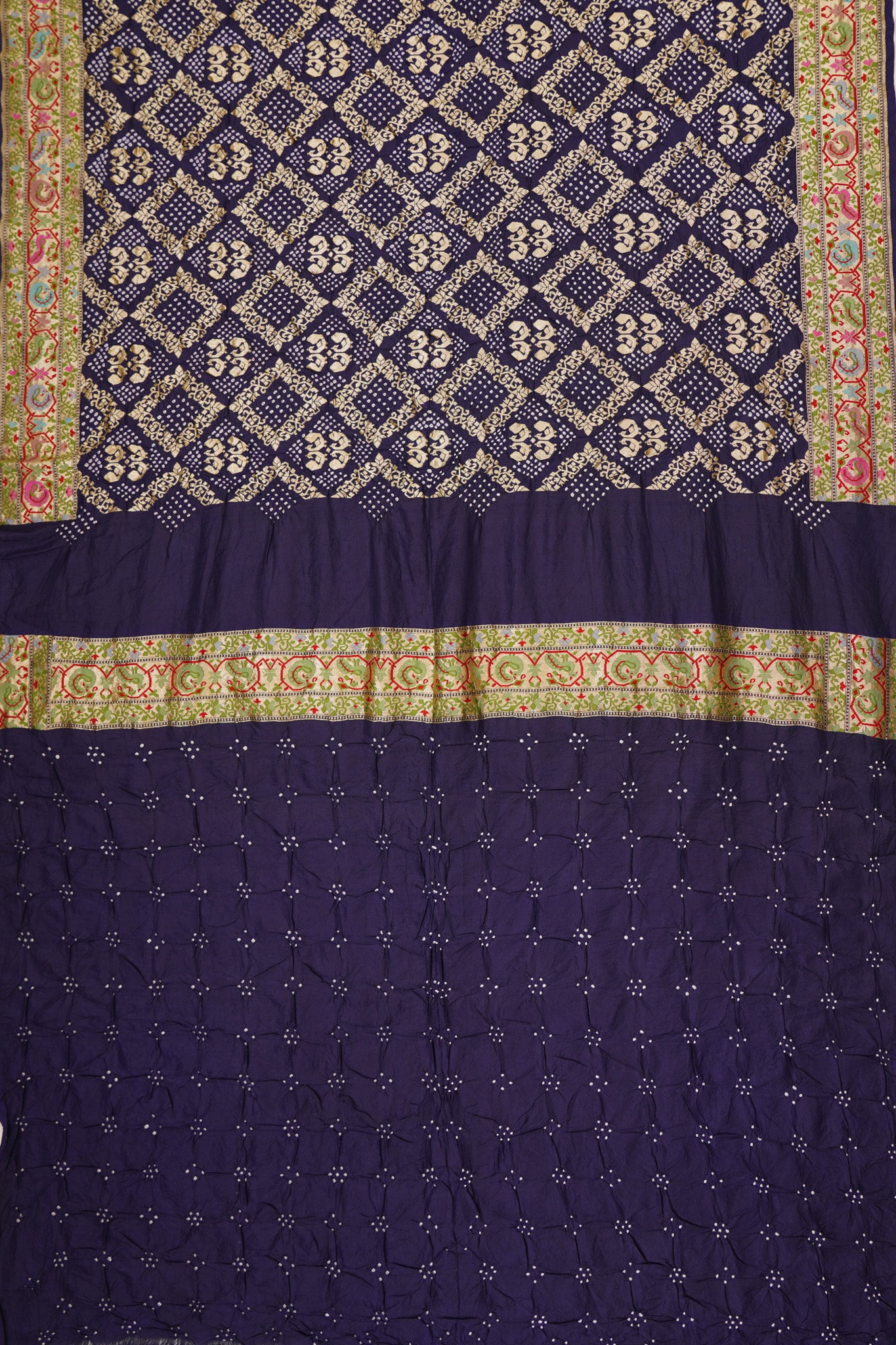 Banarasi Georgette Bandhani Brocade Dark Blue Saree