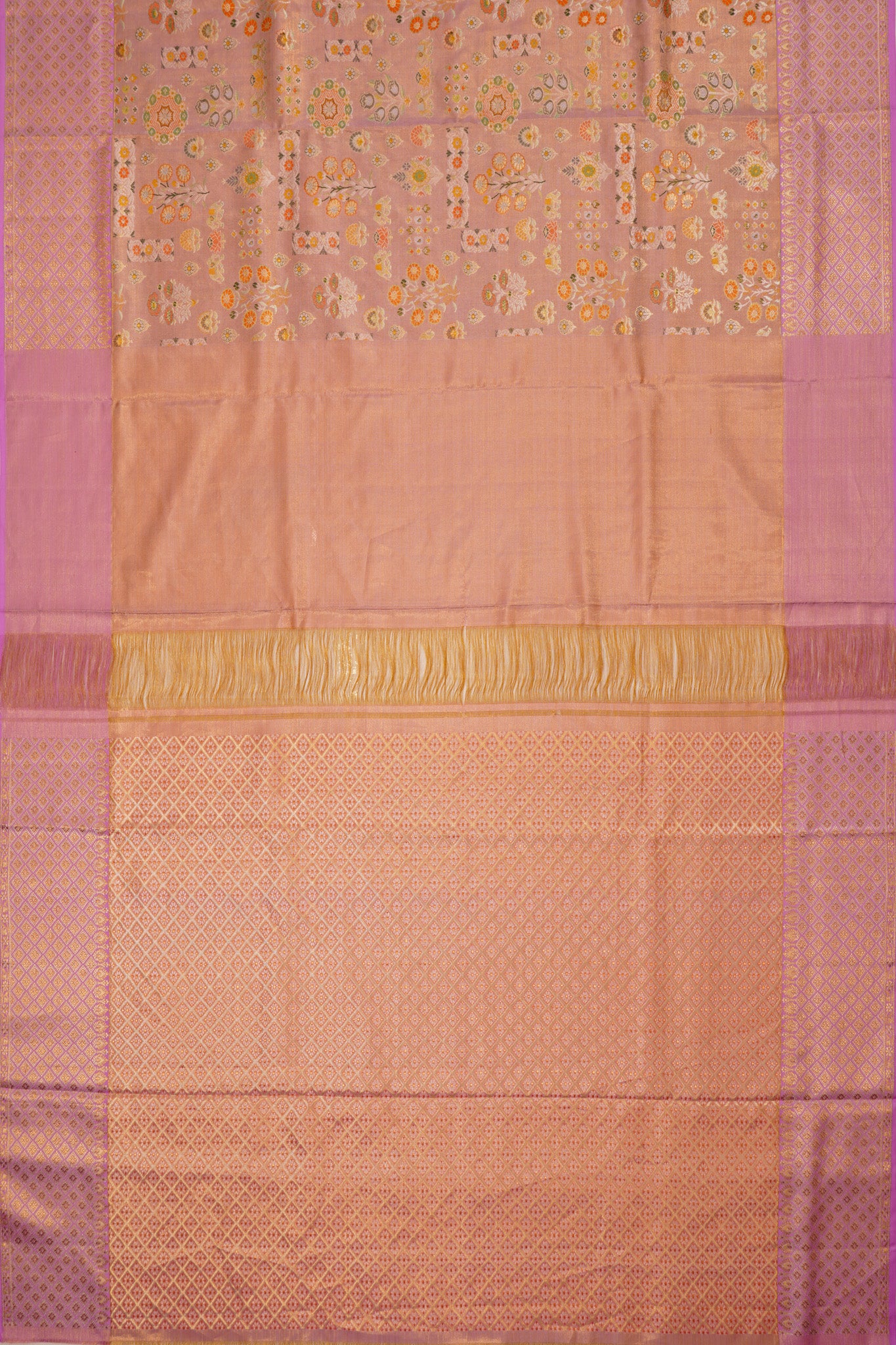 Kanchipuram Silk Tissue Brocade Lavender Saree