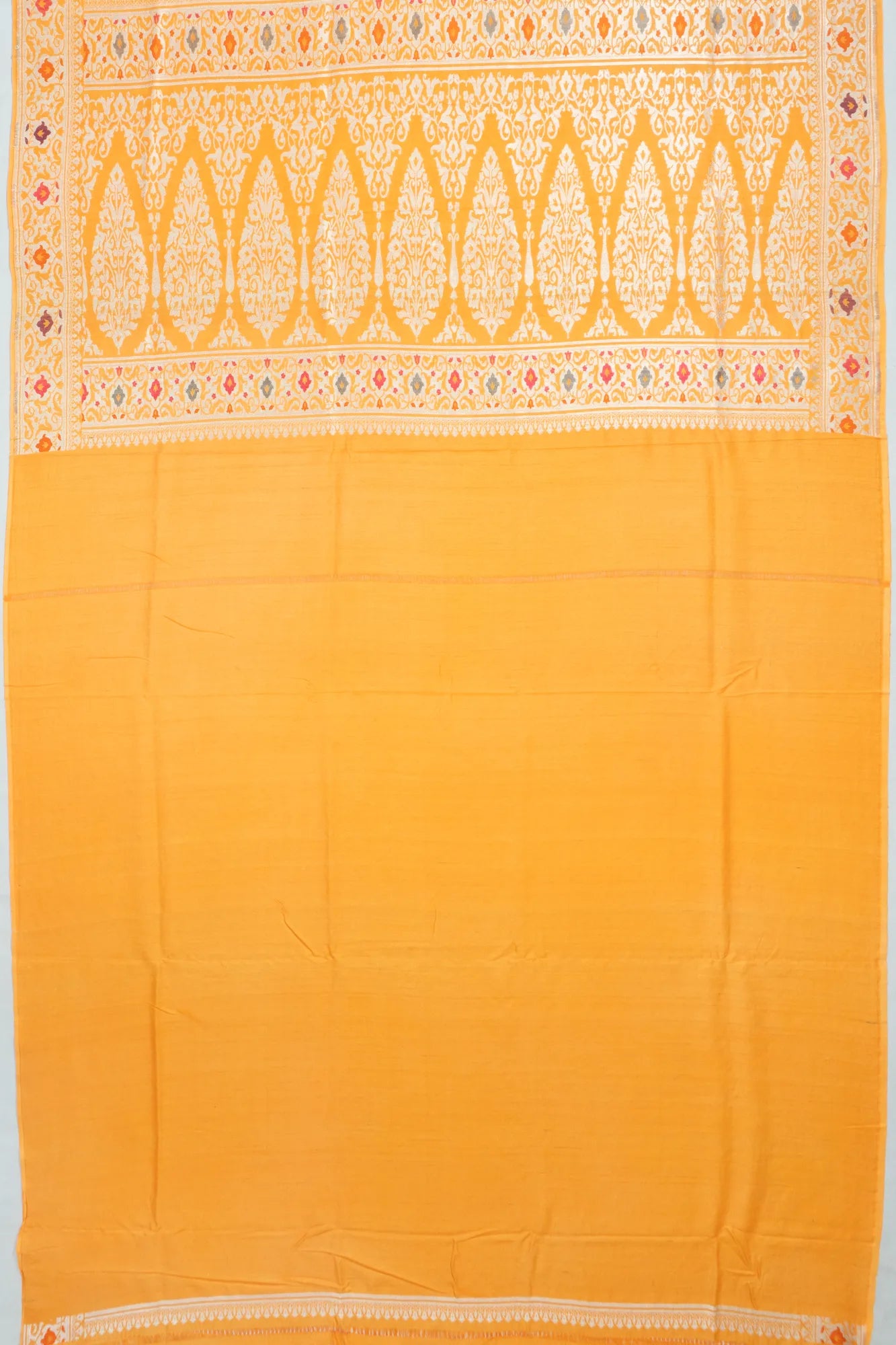 Banarasi Tussar Georgette Jaal Yellow Saree