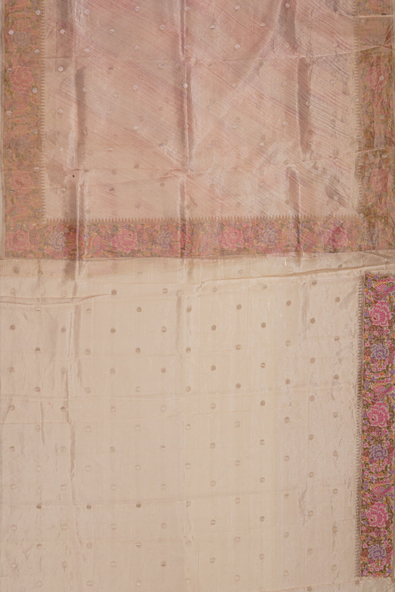 Organza Tissue Butta Pink Saree With Embroidery Border