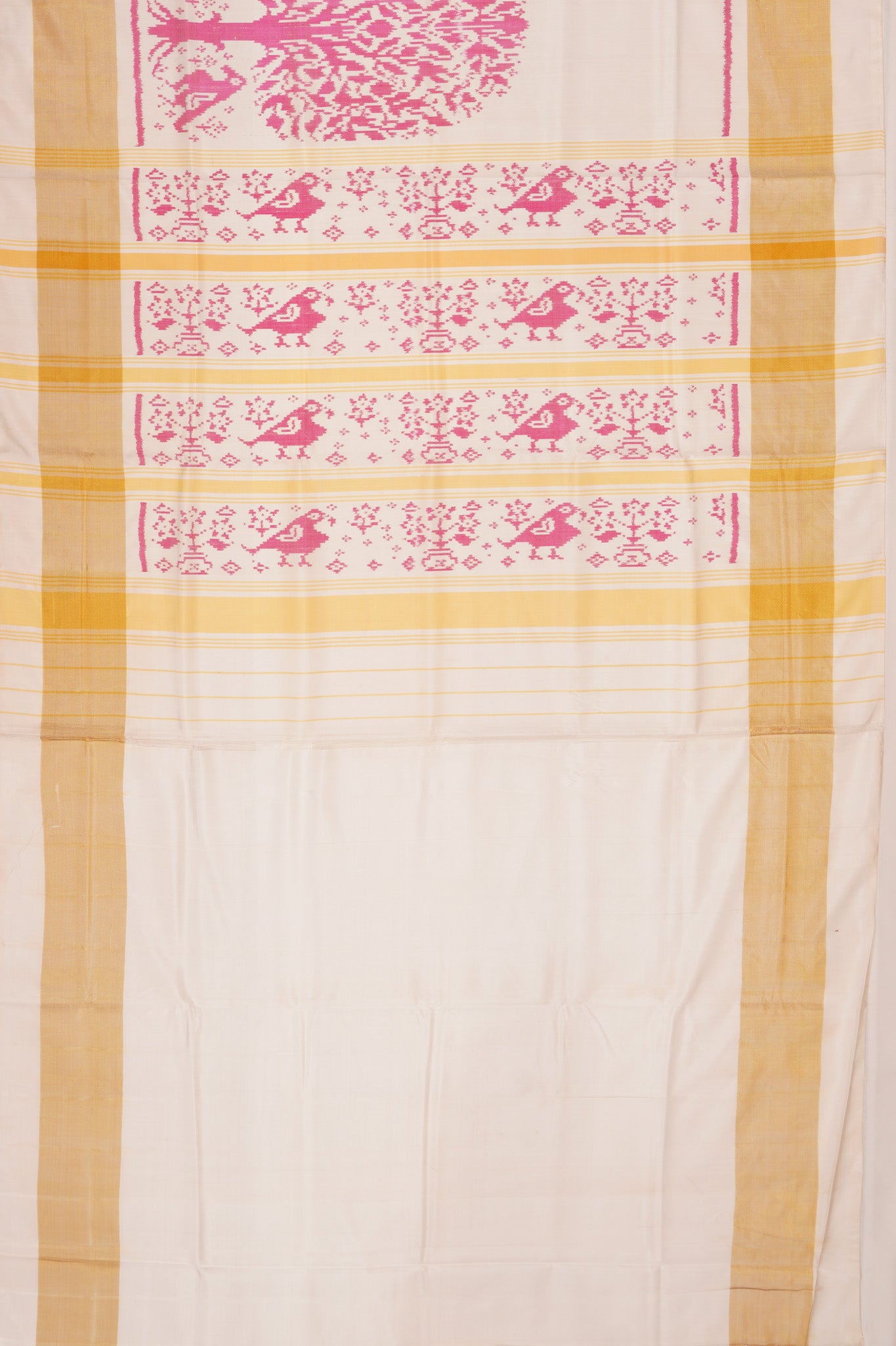 Rajkot Patola Silk Ikat White Saree