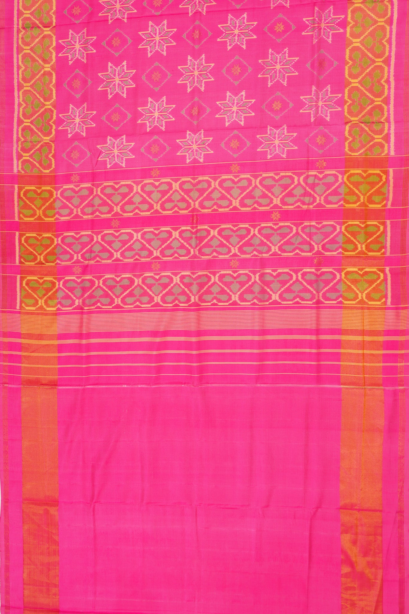 Rajkot Patola Silk Ikat Rani Pink Saree