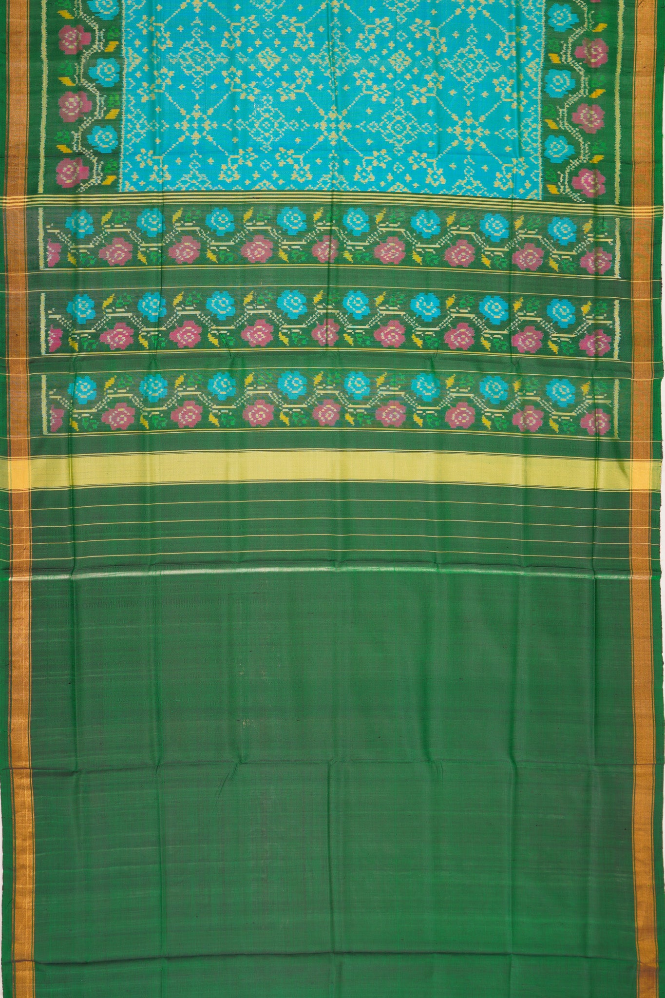 Rajkot Patola Silk Ikat Sky Blue Saree