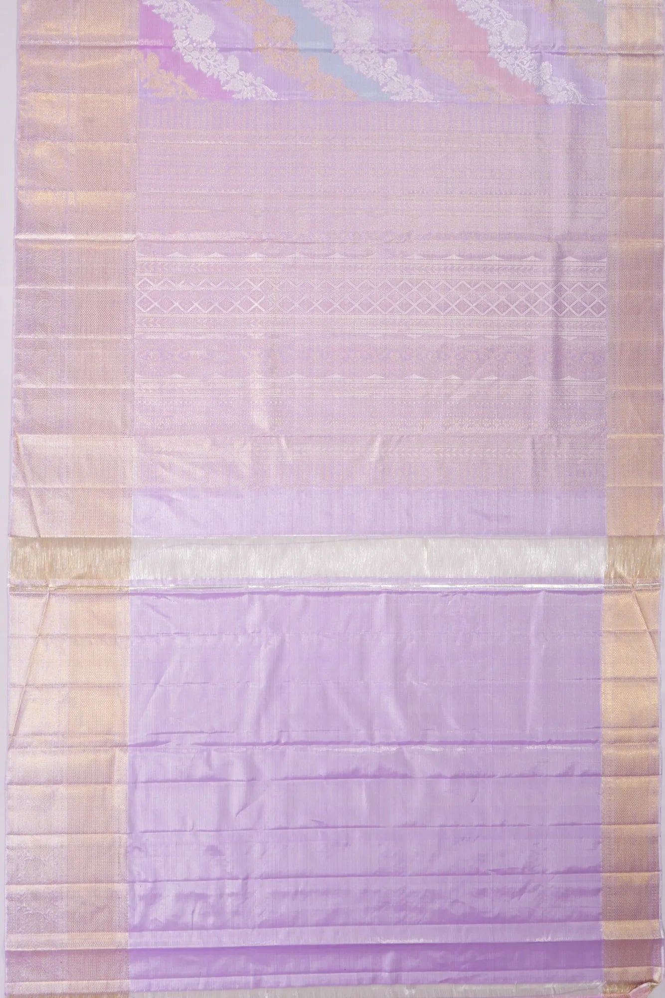 Kankatala Kanchipuram Silk Tissue Jaal Ragkat Lavender Saree g2
