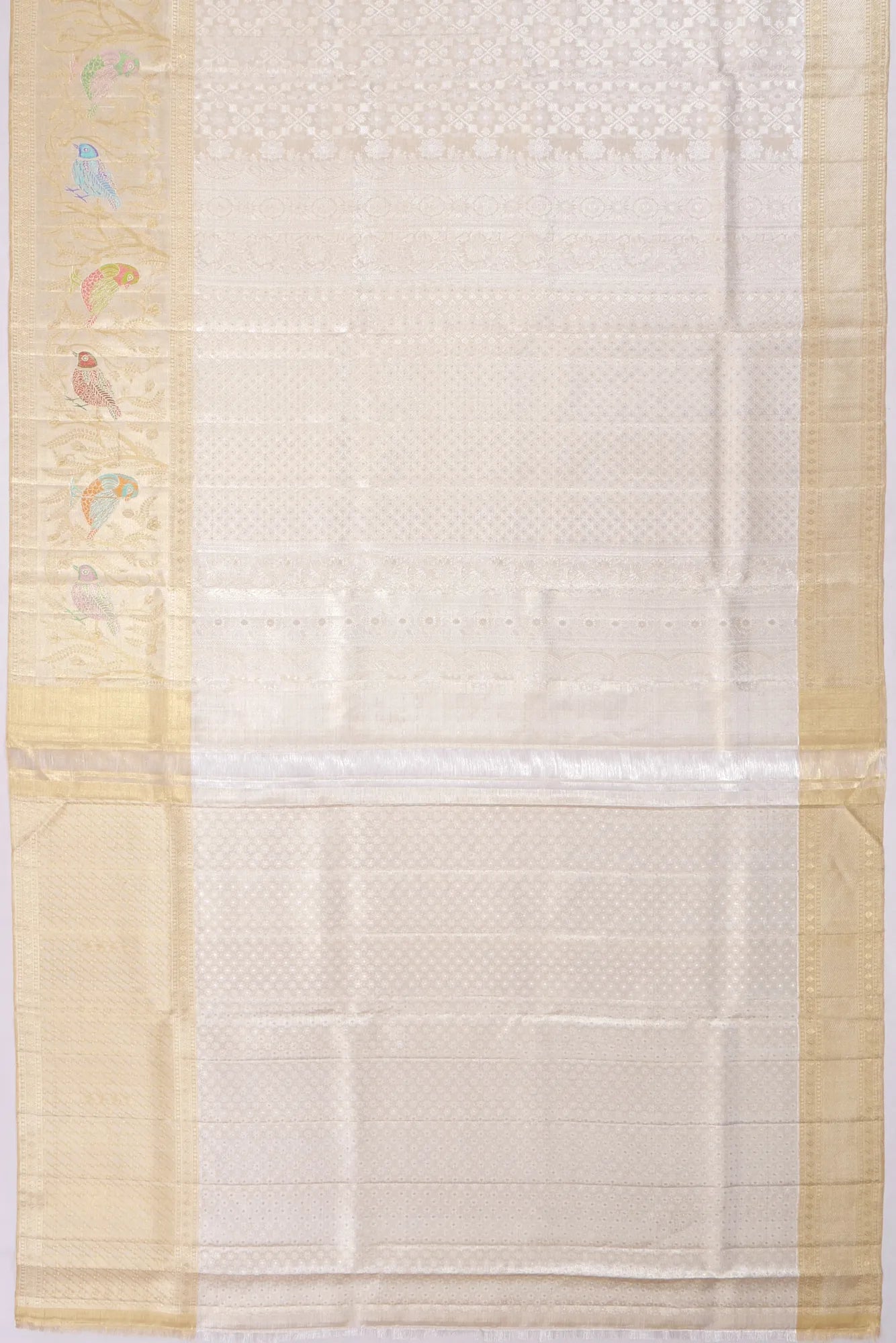 Kankatala Kanchipuram Silk Tissue Brocade Silver Saree g2