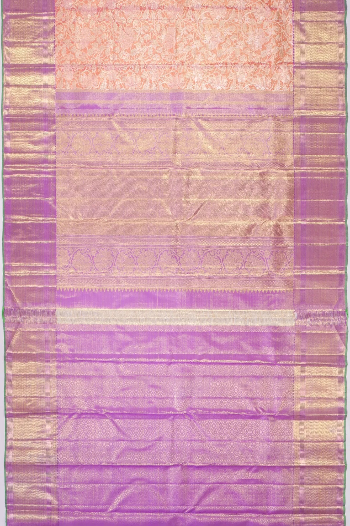 Kankatala Kanchipuram Silk Tissue Orange Saree g2