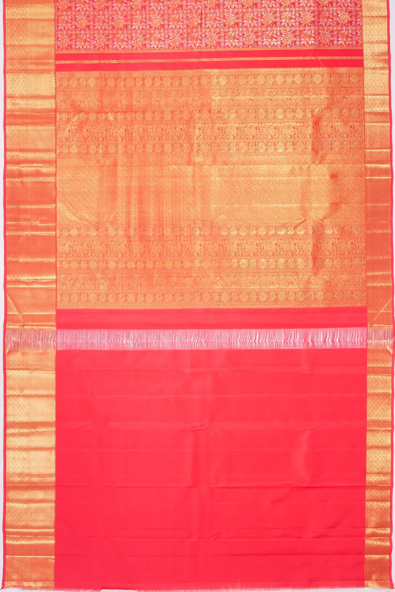 Kankatala Kanchipuram Silk Brocade Red Saree g2