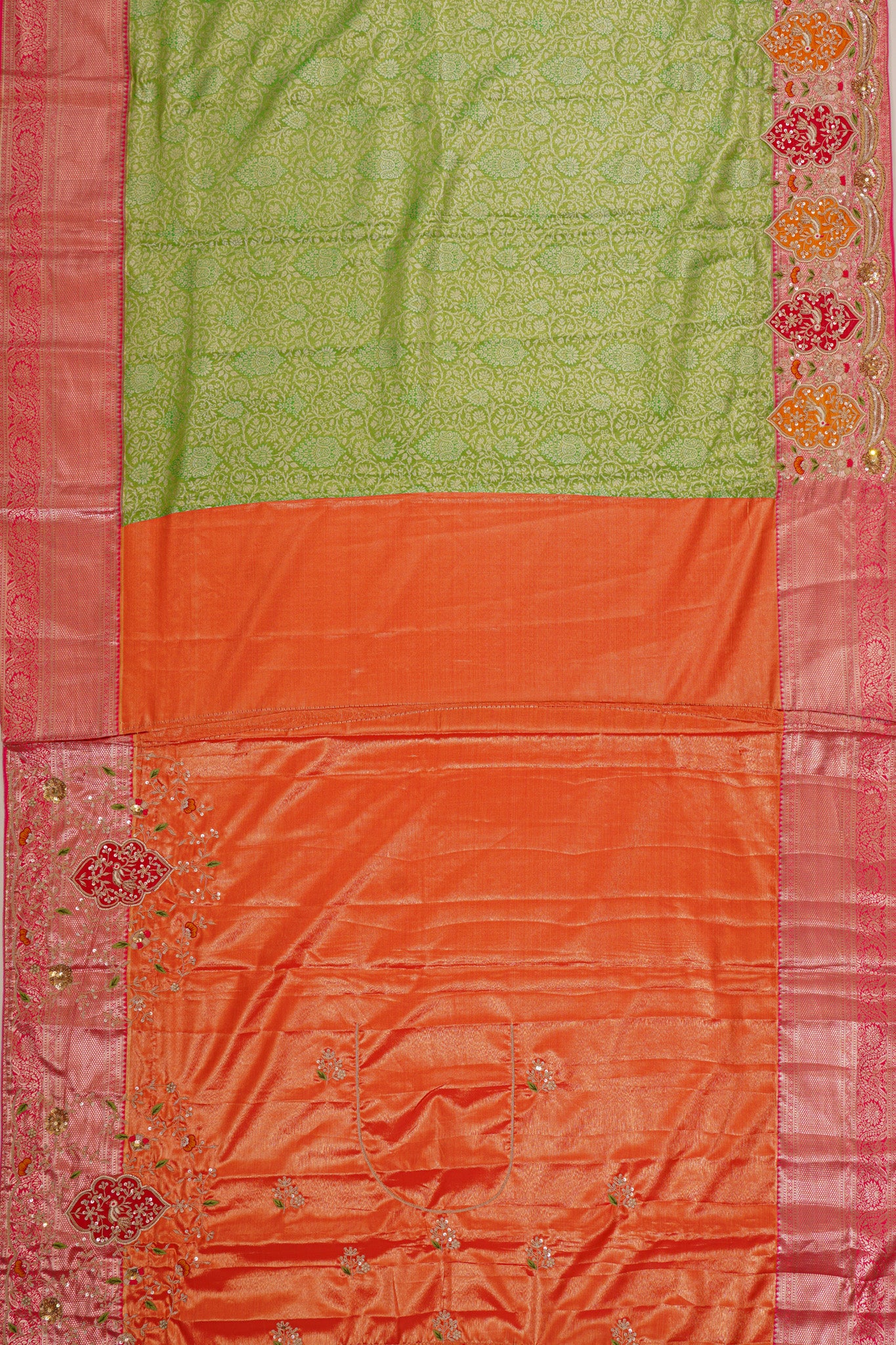 Zardosi Kanchipuram Silk Tissue Brocade Green Saree