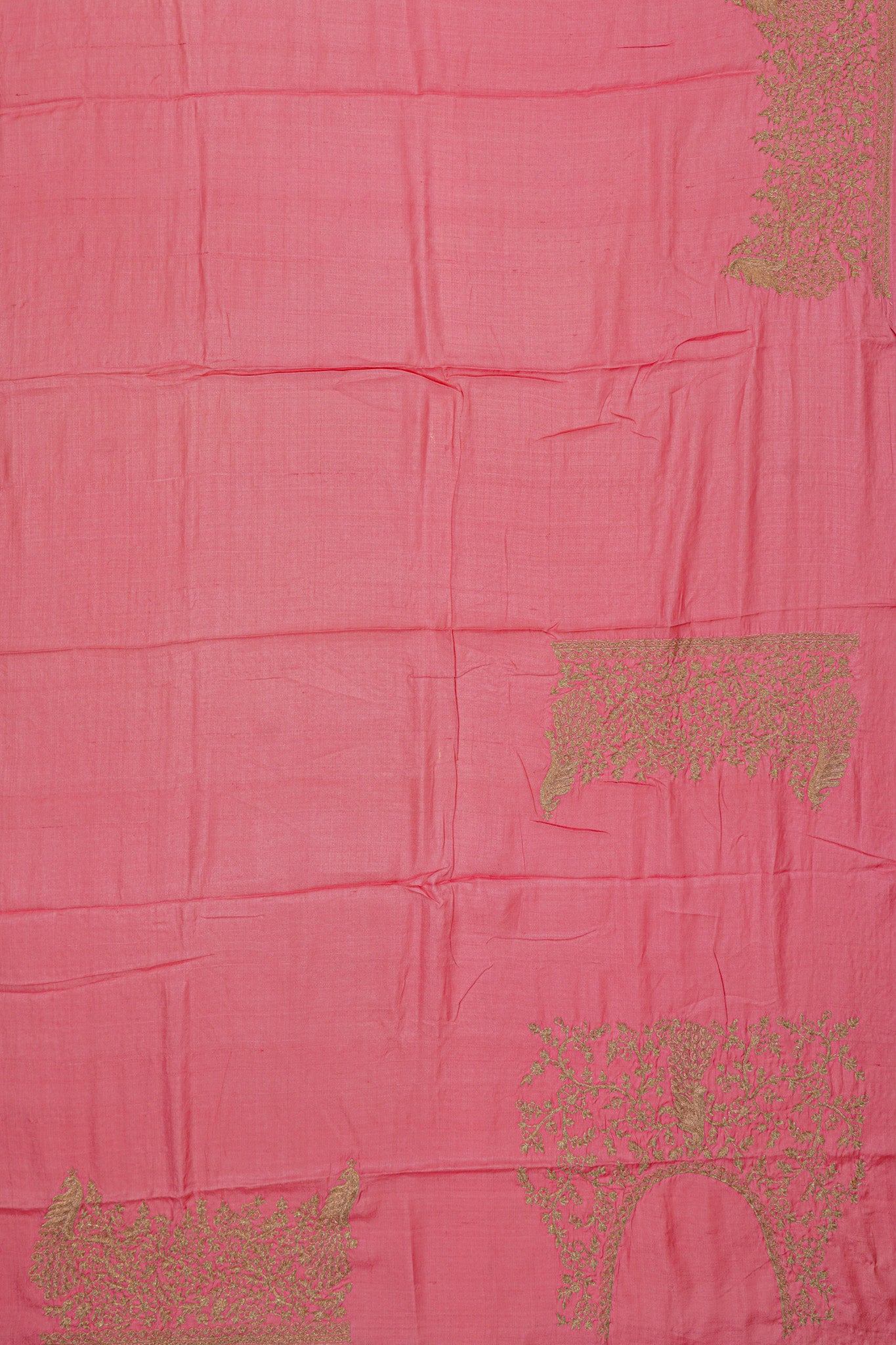 Tussar Plain Baby Pink Saree With Embroidery Border