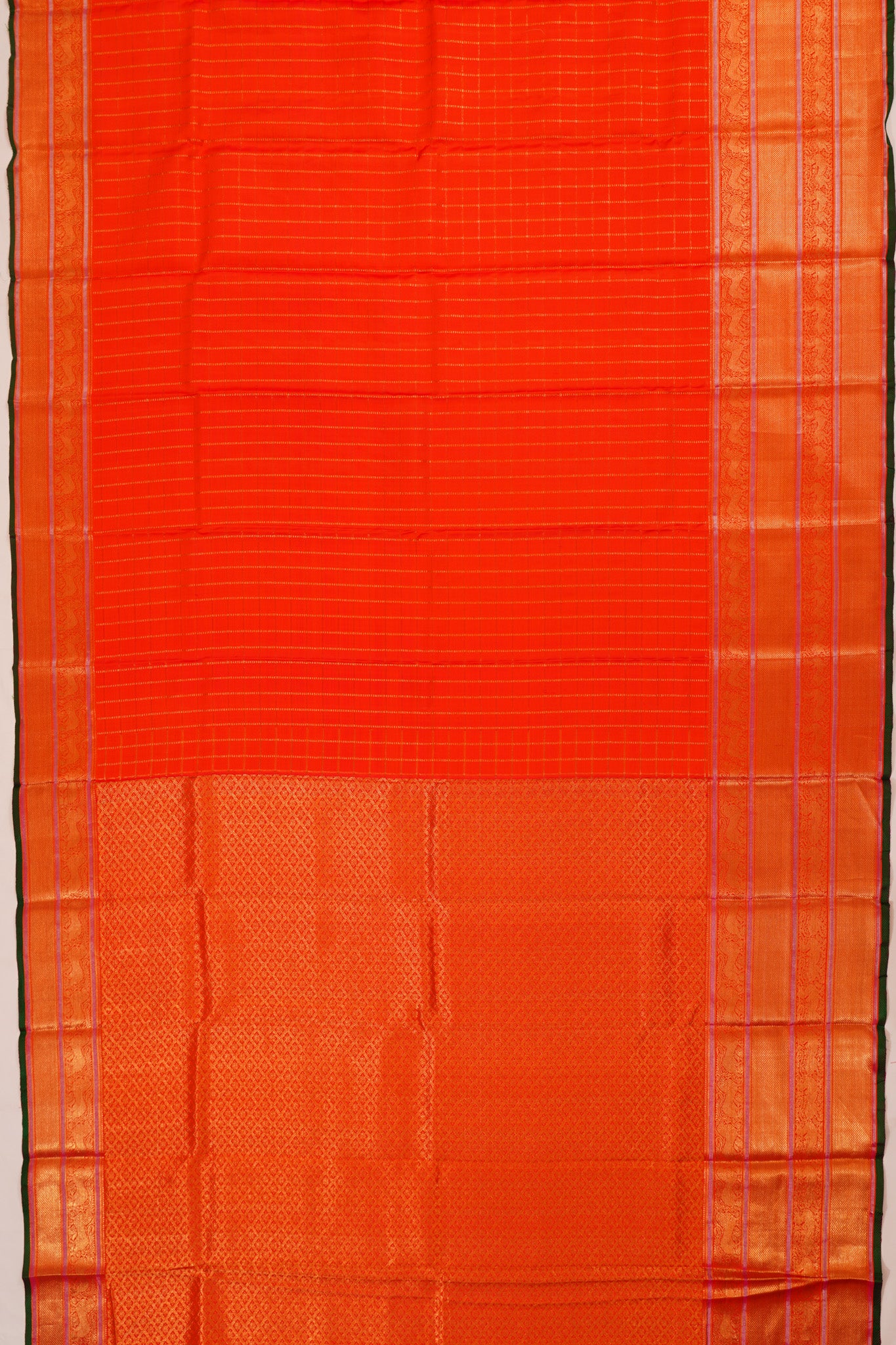 Kanchipuram Silk Twill Checks Red Saree