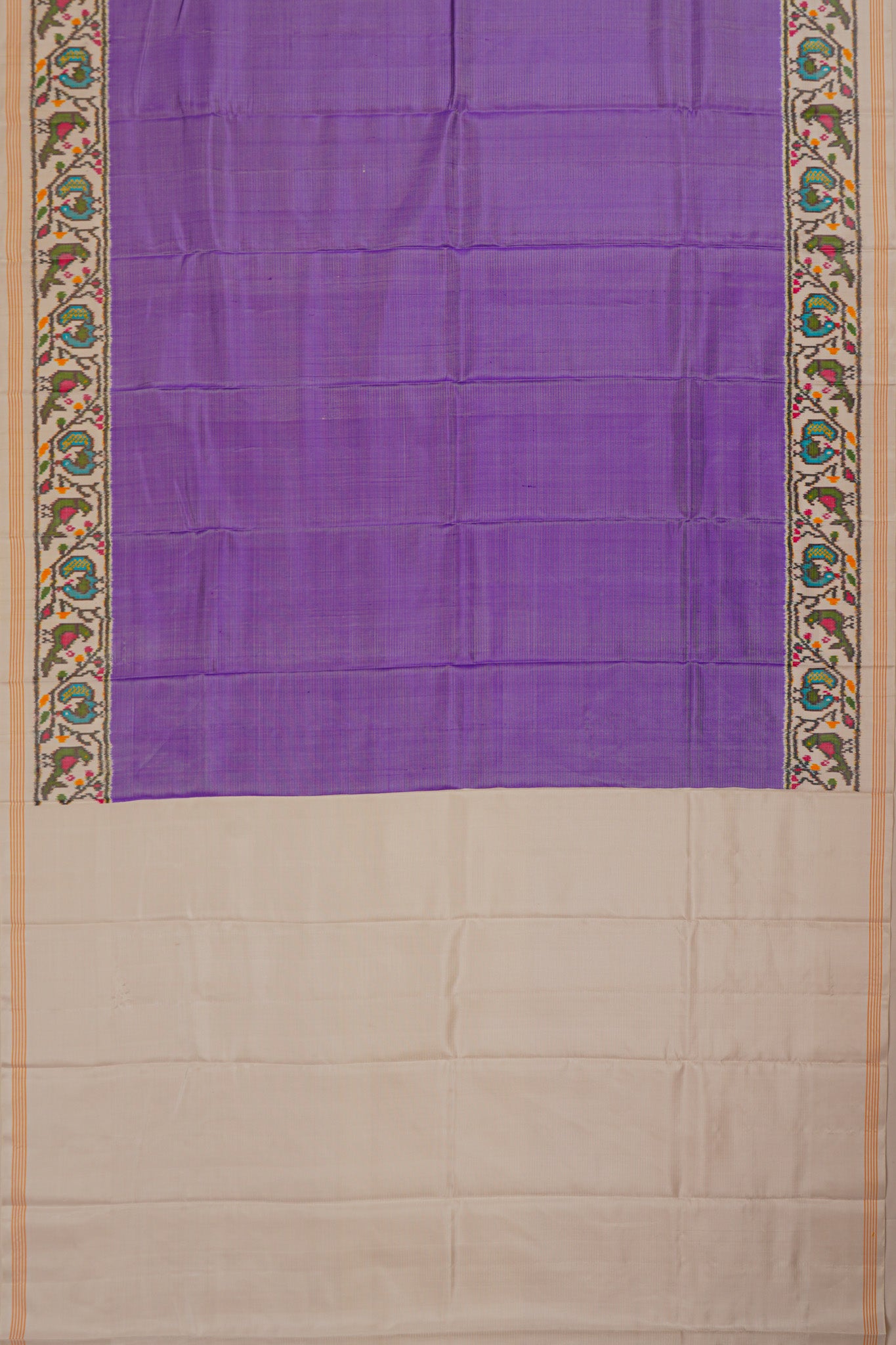 Semi Patan Silk Ikat Plain Lavender Saree