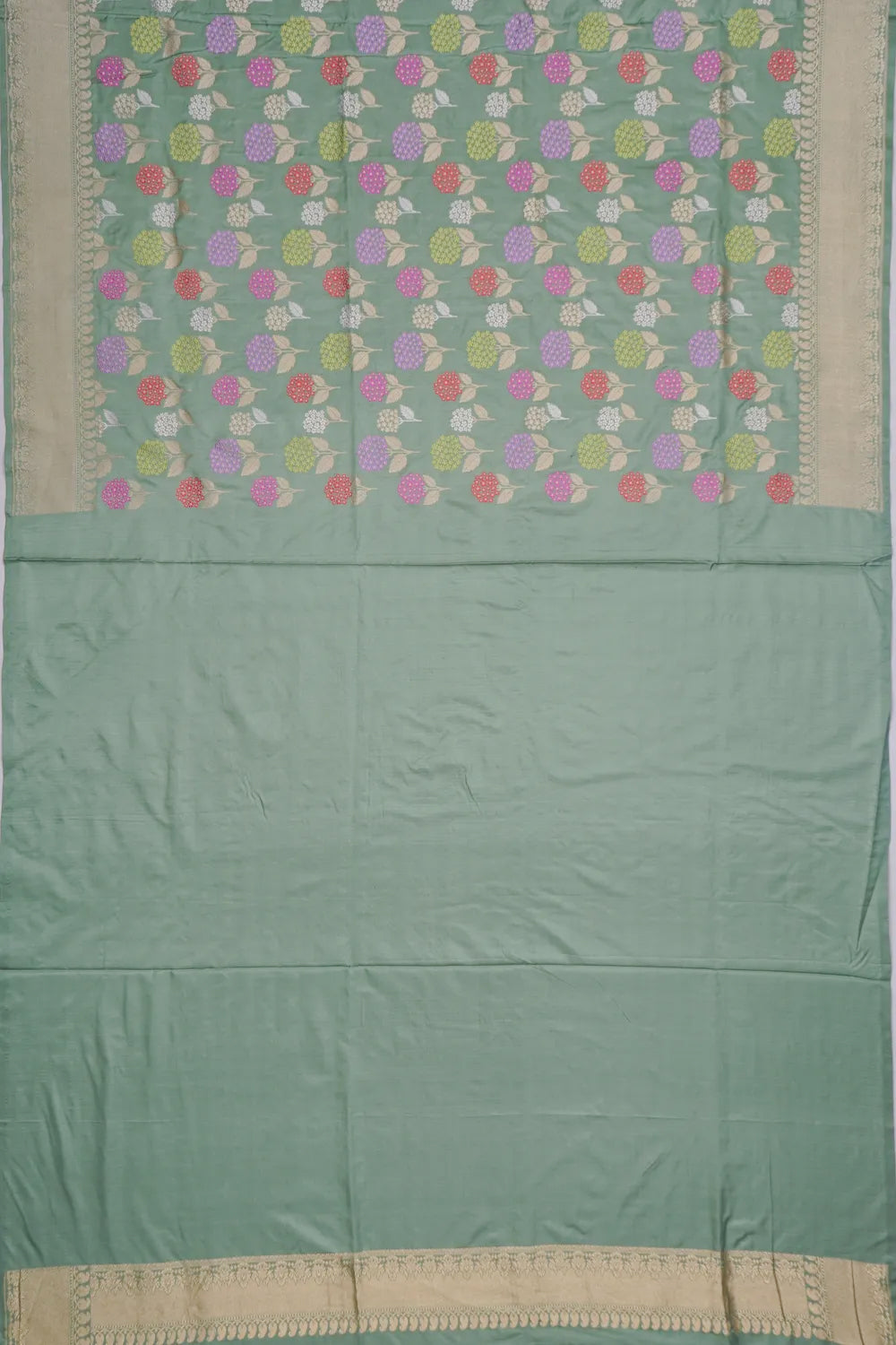 Banarasi Silk Meenakari Butta Sage Green Saree