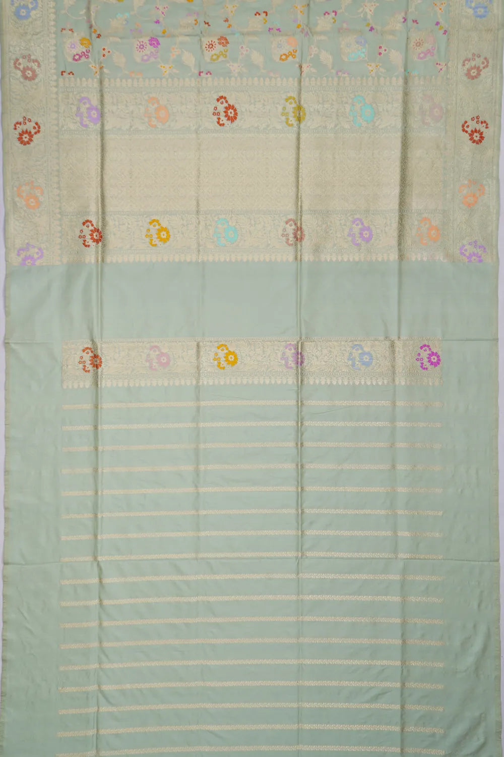 Banarasi Silk Meenakari Kadwa Jaal Pastel Blue Saree