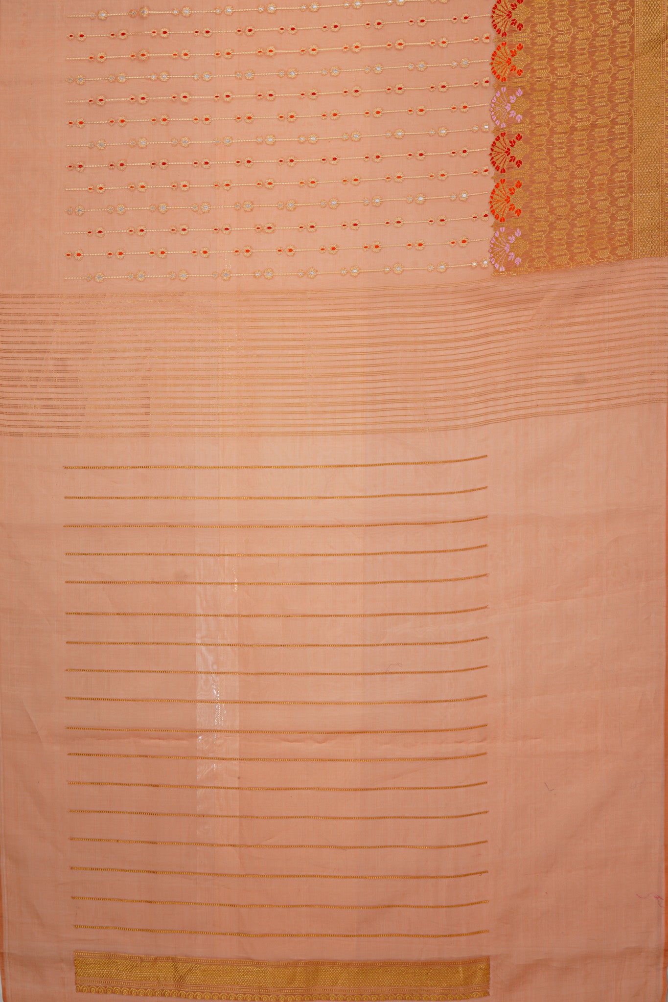 Banarasi Kora Organza Brocade Pastel Orange Saree