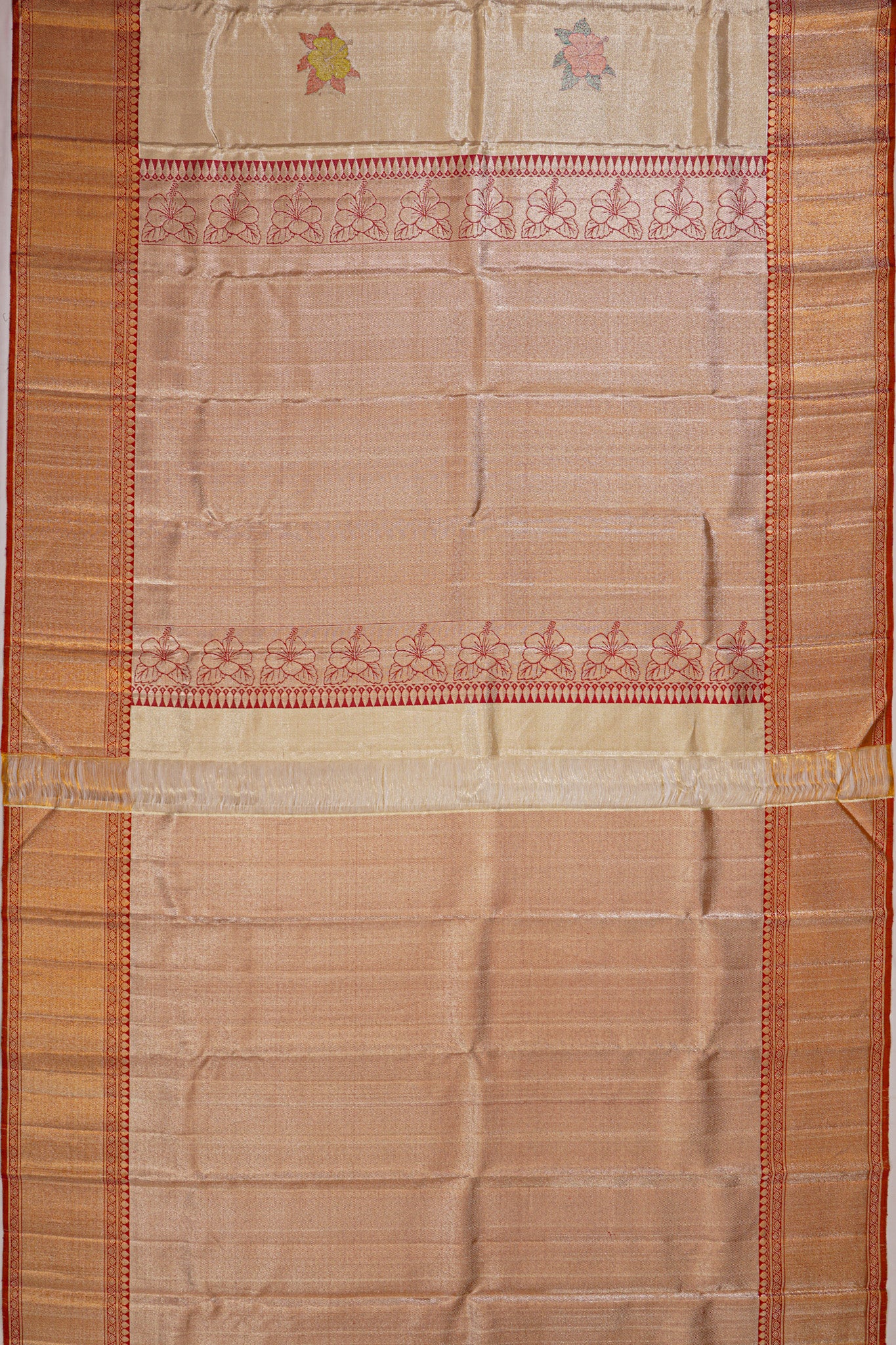 Kanchipuram Silk Tissue Butta Gold Saree