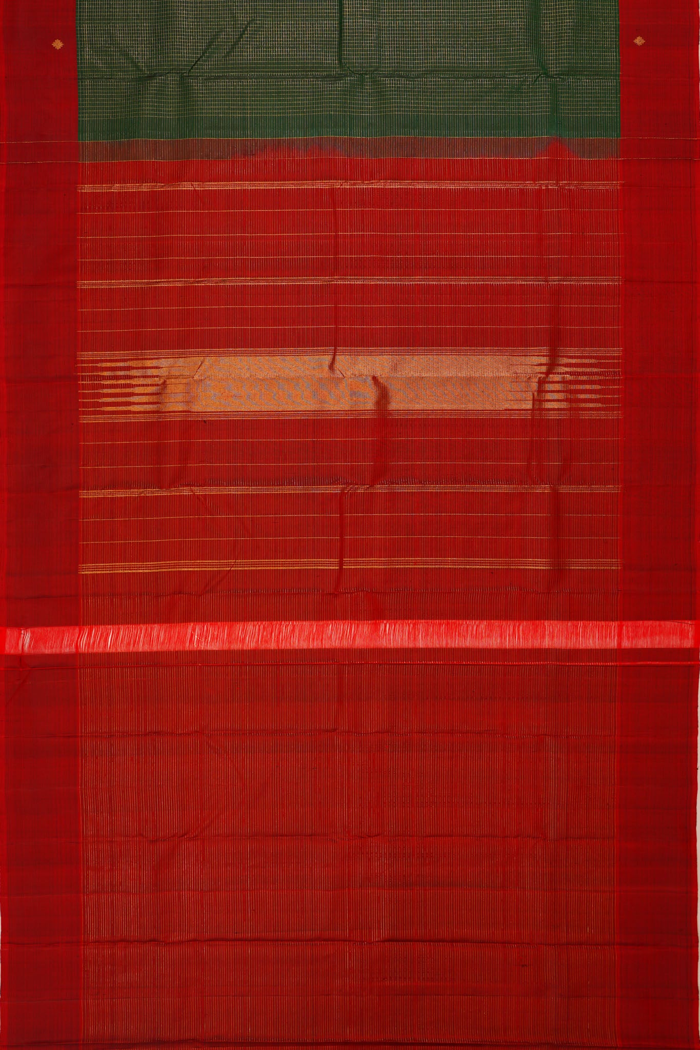 Taranga Kanchi Silk Checks Dark Green Saree