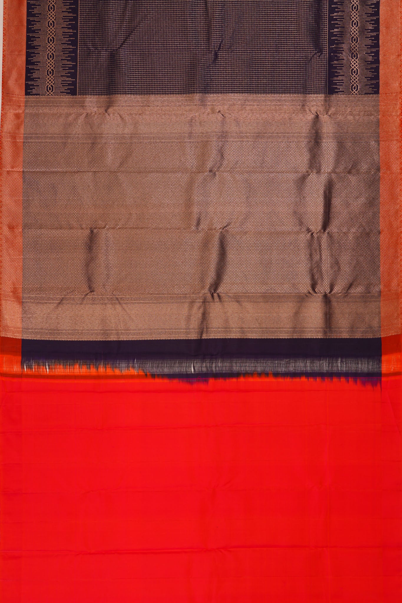 Taranga Kanchi Silk Checks Dark Blue Saree