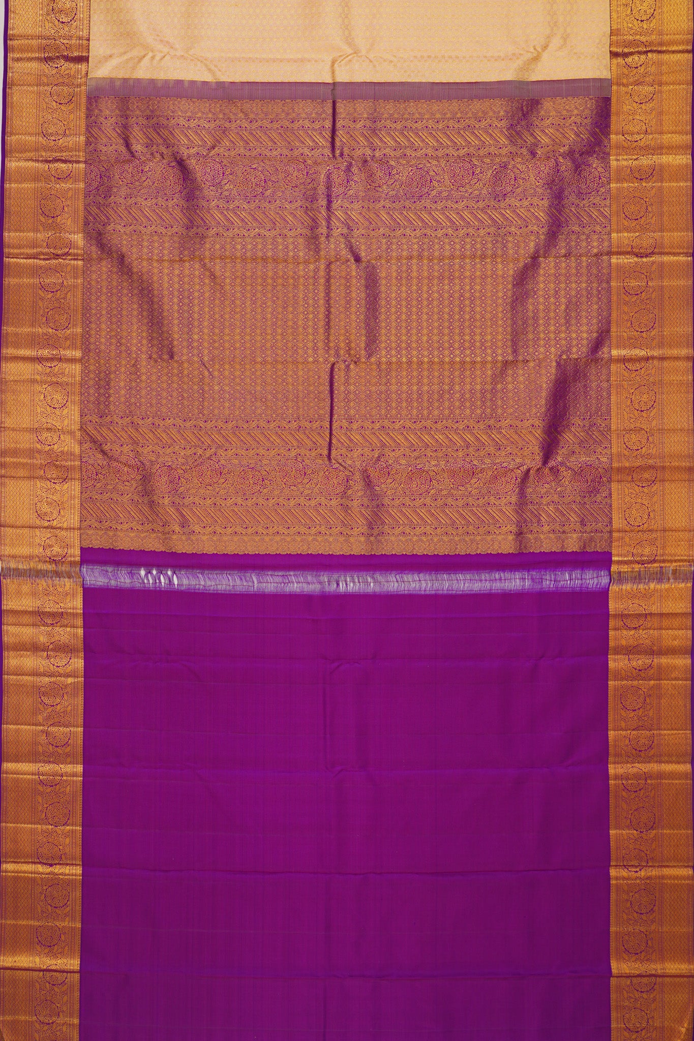Kanchipuram Silk Checks And Butta Peach Saree
