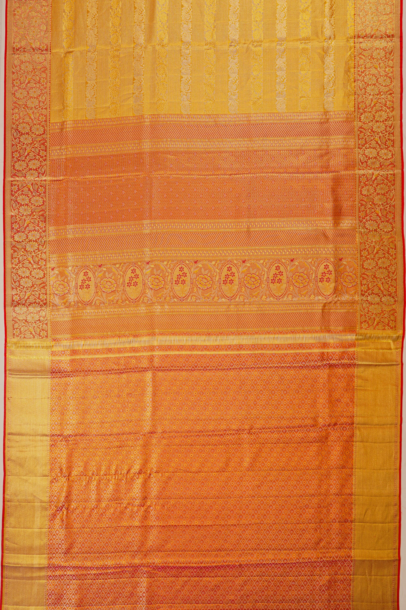 Kanchipuram Silk Tissue Brocade Gold Saree